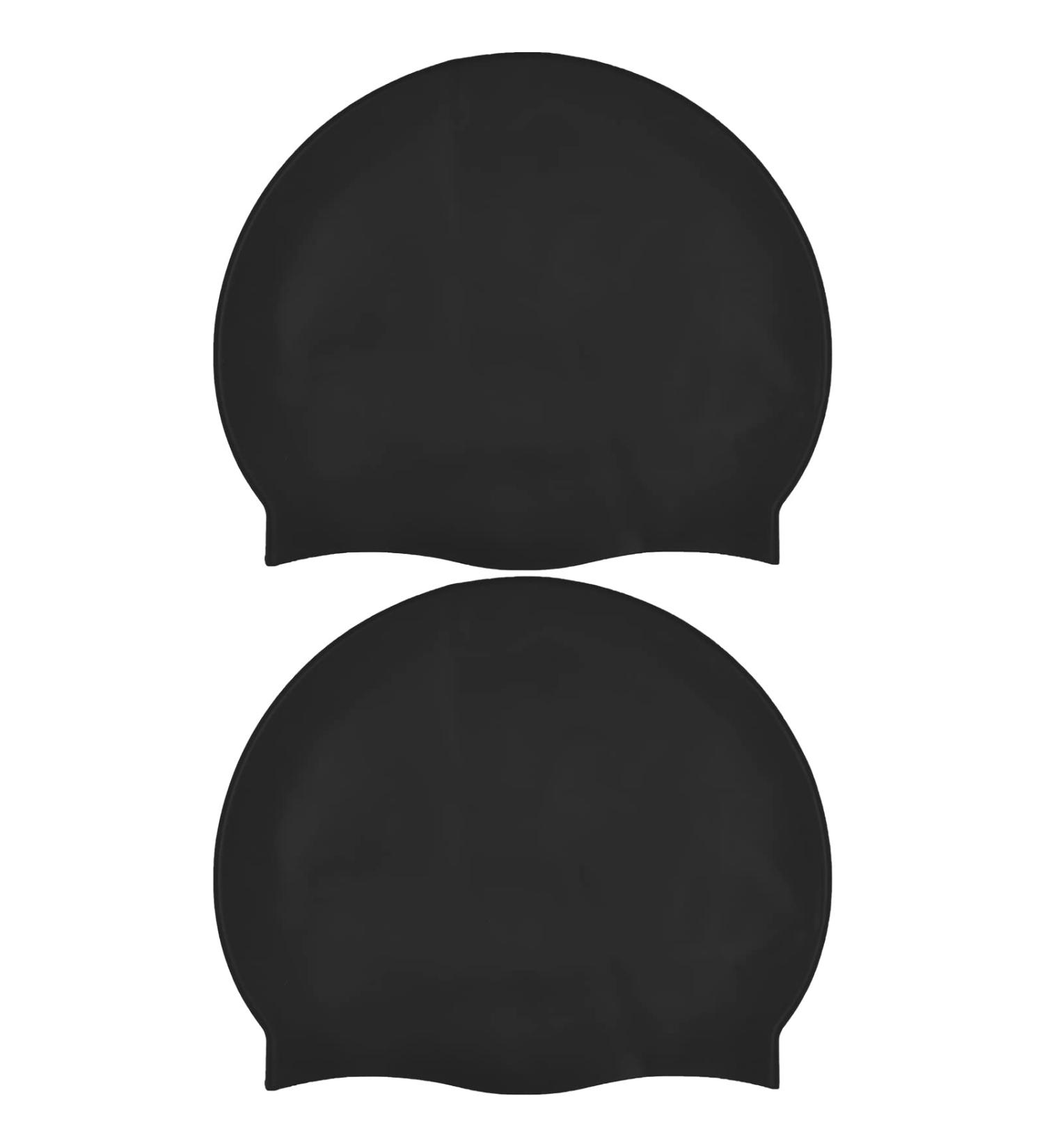 Newan 2-Pack Silicone Bathing Caps | Ear Protection Comfort & Slip Resistance | Ideal for Long Hair | Unisex Black Swimming Caps - Buy Online on GoSupps.com