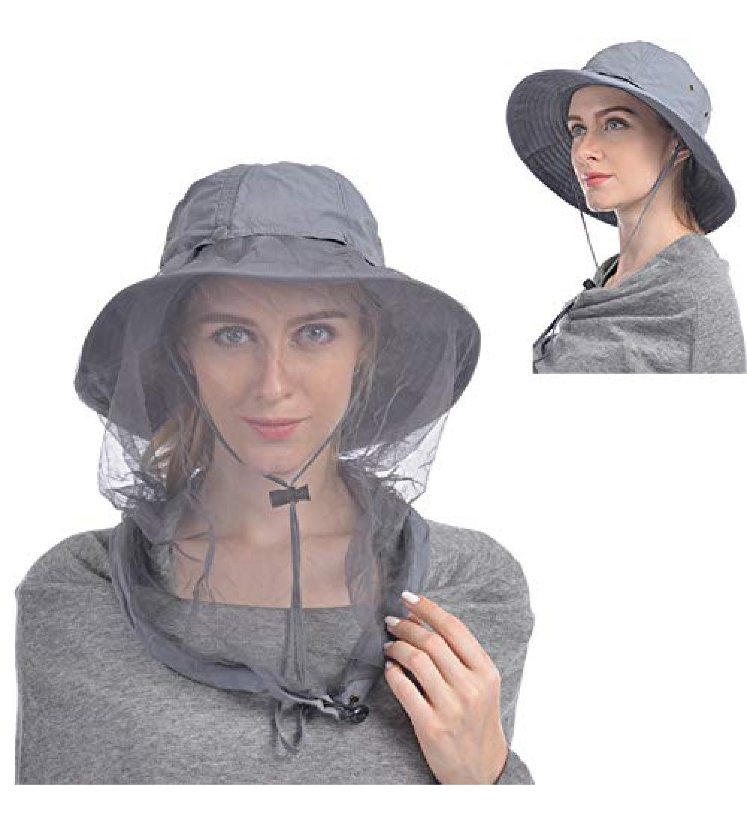 USHAKE Safari Hat with Hidden Net Mesh - Grey | Sun Protection Bucket Hat for Outdoor Activities - Buy Online on GoSupps.com