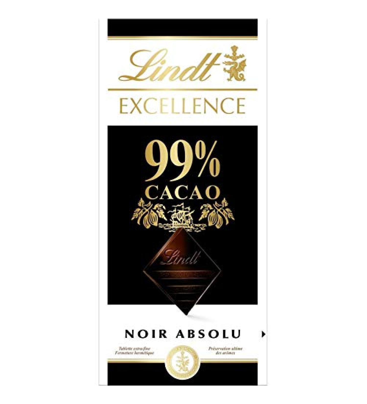 Lindt - Excellent Noir 99% Cacao 50G - Lot De 4 - Vendu Par Lot - Livraison Gratuite En France