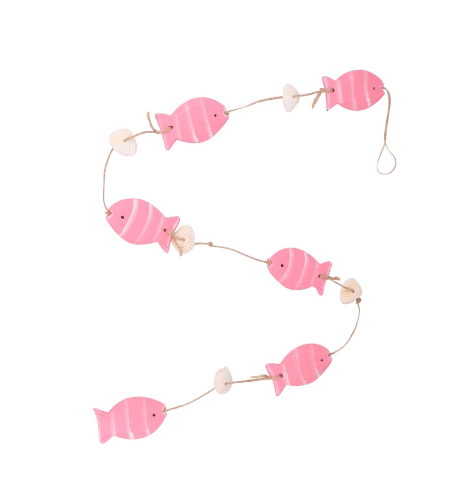 Yardenfun 1 Pc Decor Wedding Ornament Mini Beach Ornament Door Fish Hanging Ornament Pendant Curtain Wooden Pink 102X4.2CM - Buy Online on GoSupps.com
