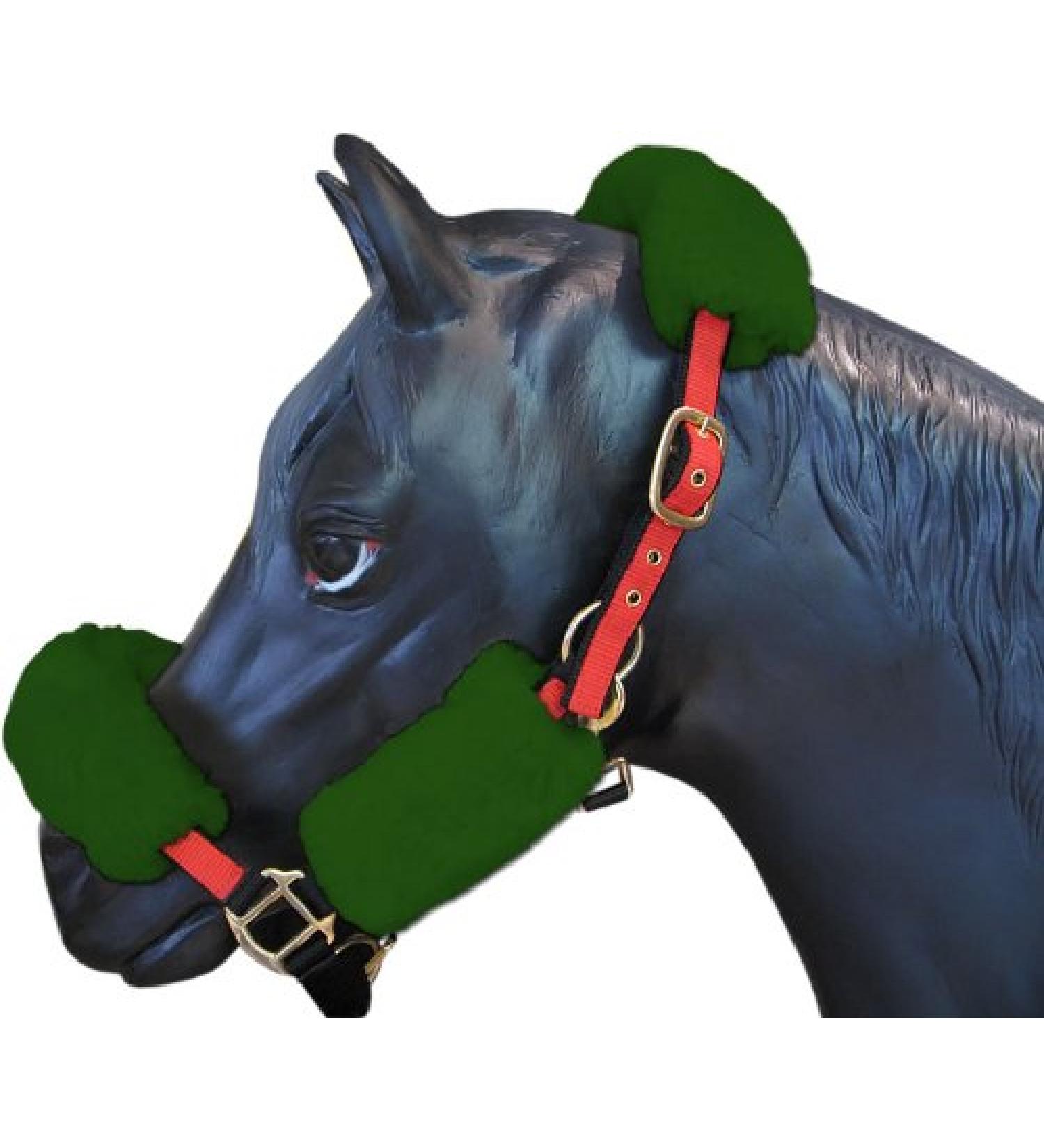Angel Reitsport Halfter Set (4-pc.) Incl. Nasal sauce neck protector and 2x cheek covers Set4 Color: 12 lambskin colors for choice green
