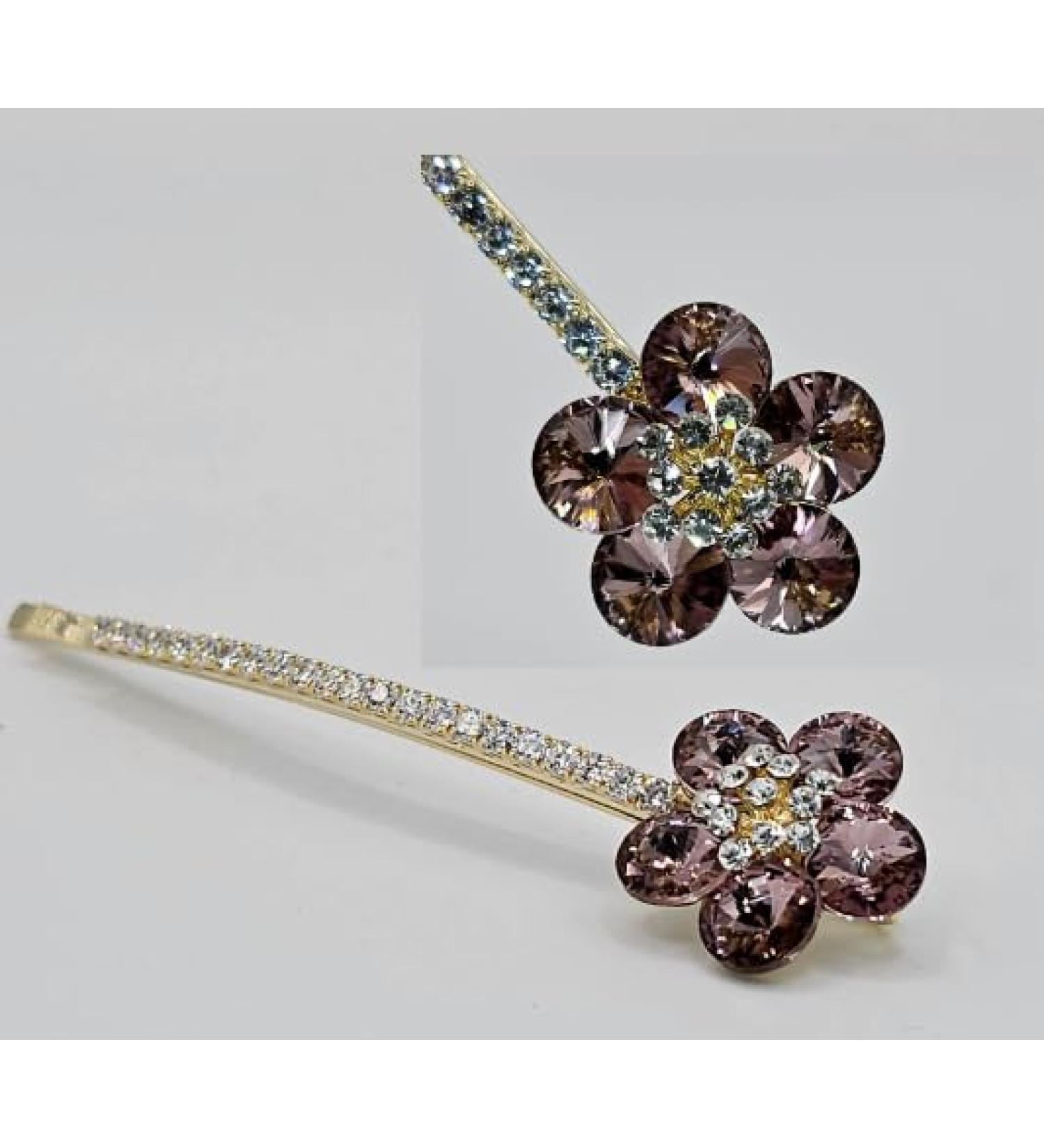 Medium Rhinestone Flower Alligator Clip Pink Diamond Crocodile Clip Alligator Hair Pins Hair Accessories Fancy Barrettes for Women's Hair Sparkly Hair Clips - Buy Online on GoSupps.com