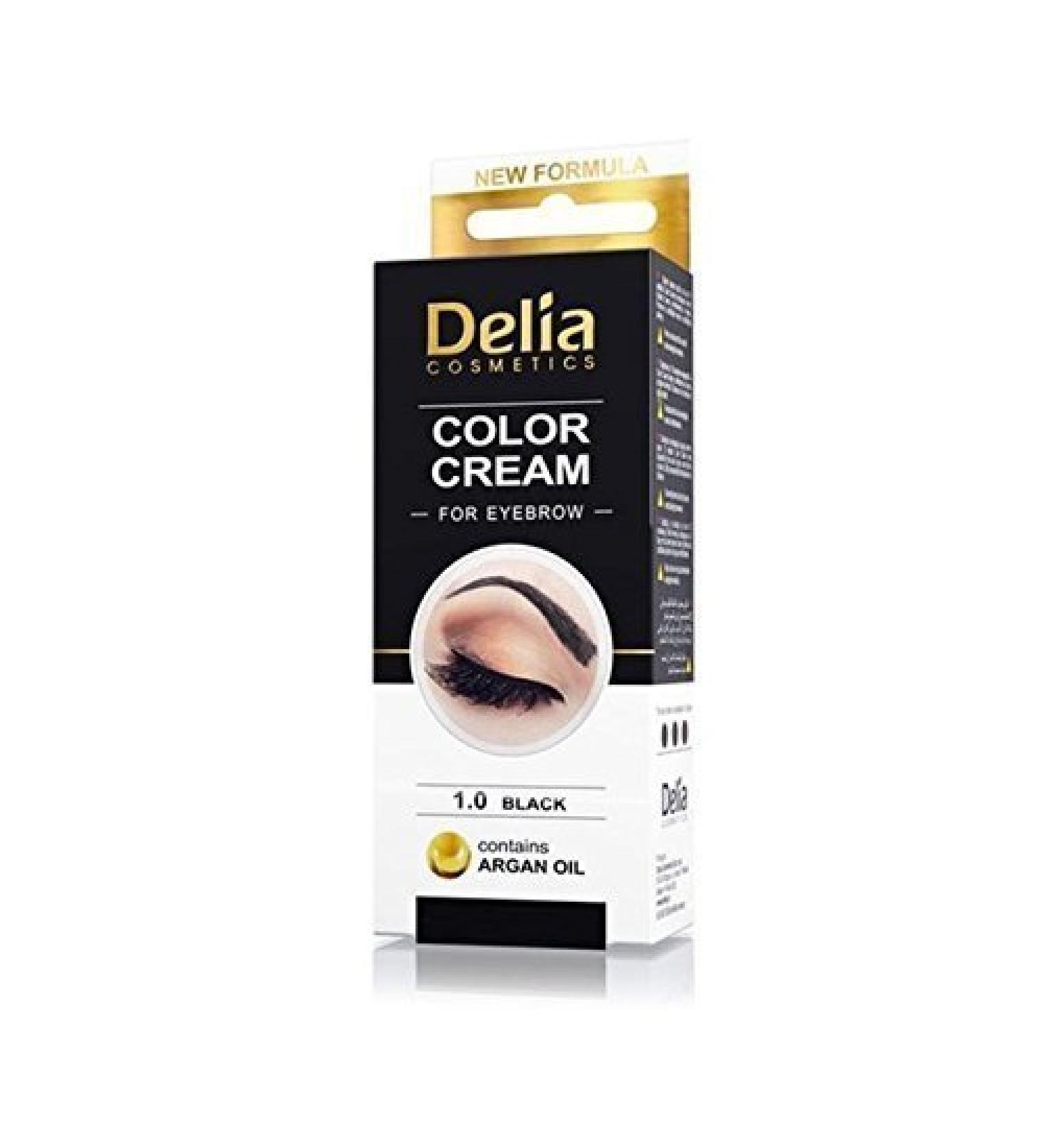 Delia Colour Cream for Eyebrow Black 1.0 with Argan Oil by delia