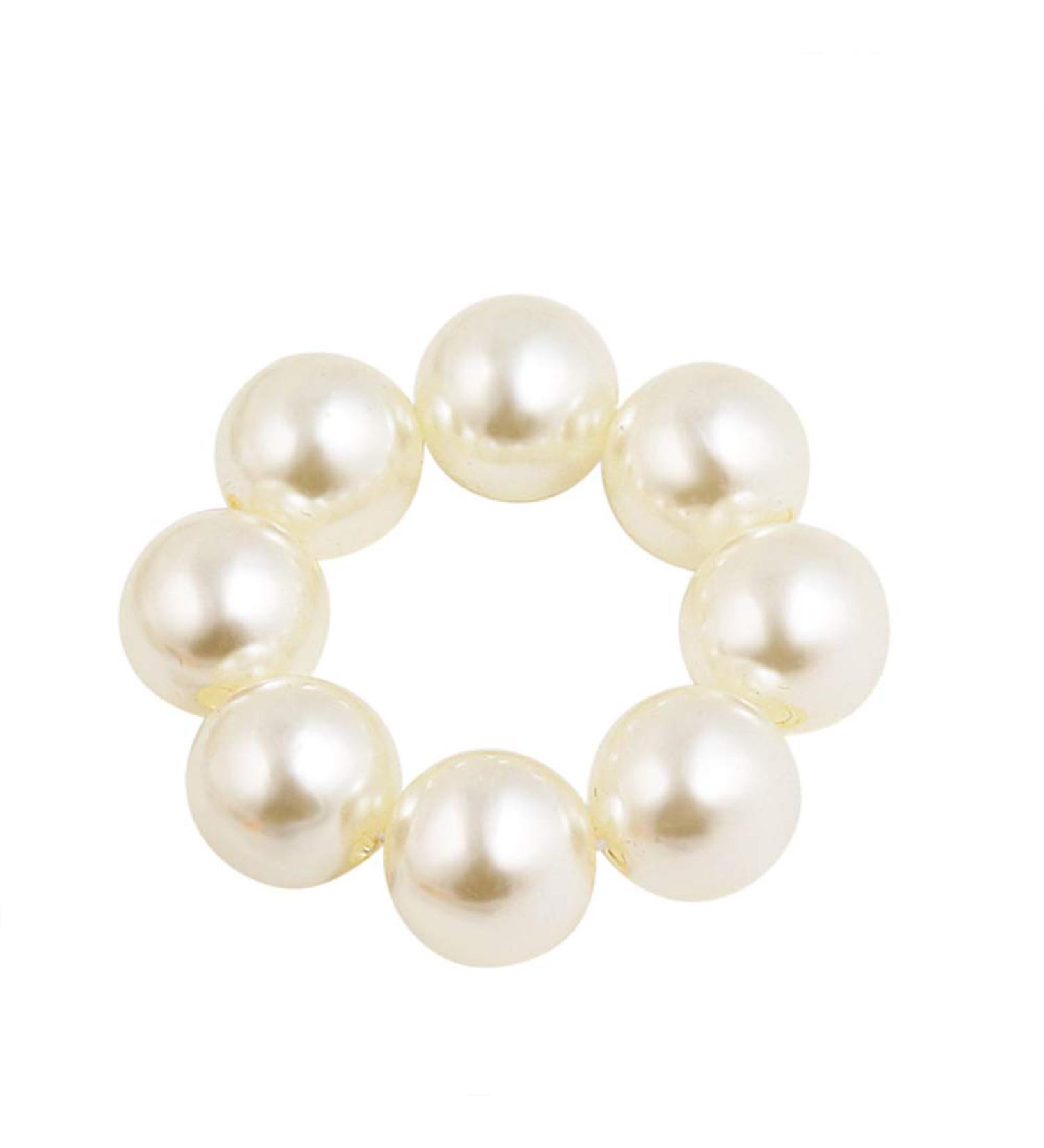 AKOAK Handmade Beaded Pearl Hair Tie - Elegant White Hair Rope for Girls and Ladies - Buy Online on GoSupps.com