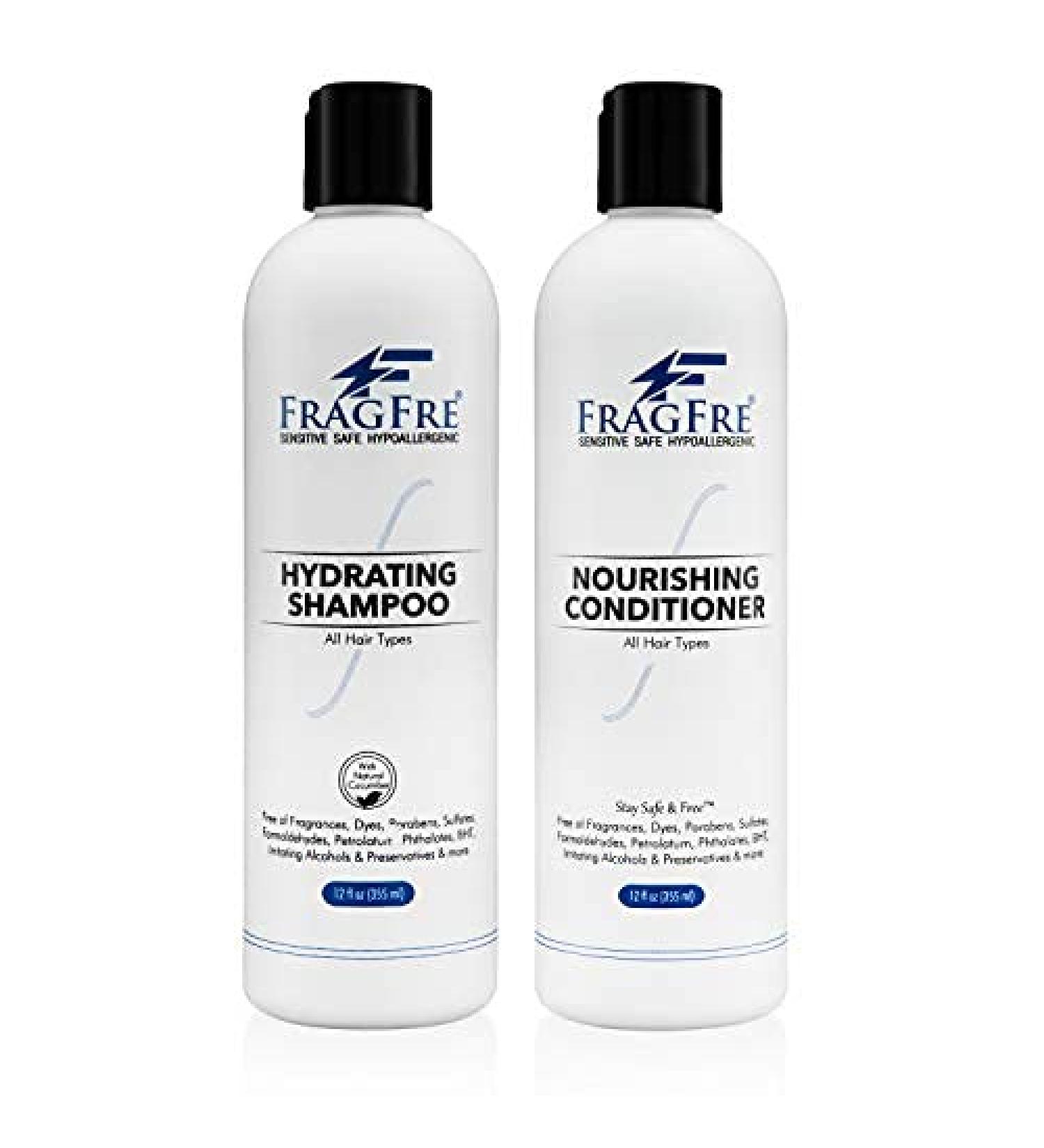 FRAGFRE 12oz Sulfate Free Shampoo & Conditioner 2-Pack Gift Set - Gluten Free, Vegan, Color Safe - Hypoallergenic & Paraben Free - Fragrance Free - Buy Online on GoSupps.com