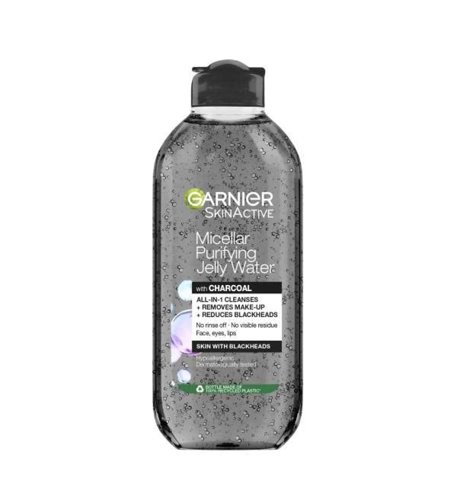 Garnier SkinActive Micellar Jelly Water 400ml - All-in-One Cleanser for Makeup Removal & Blackhead Reduction | Dermatologist Tested | Eco Pad Compatible - Buy Online on GoSupps.com