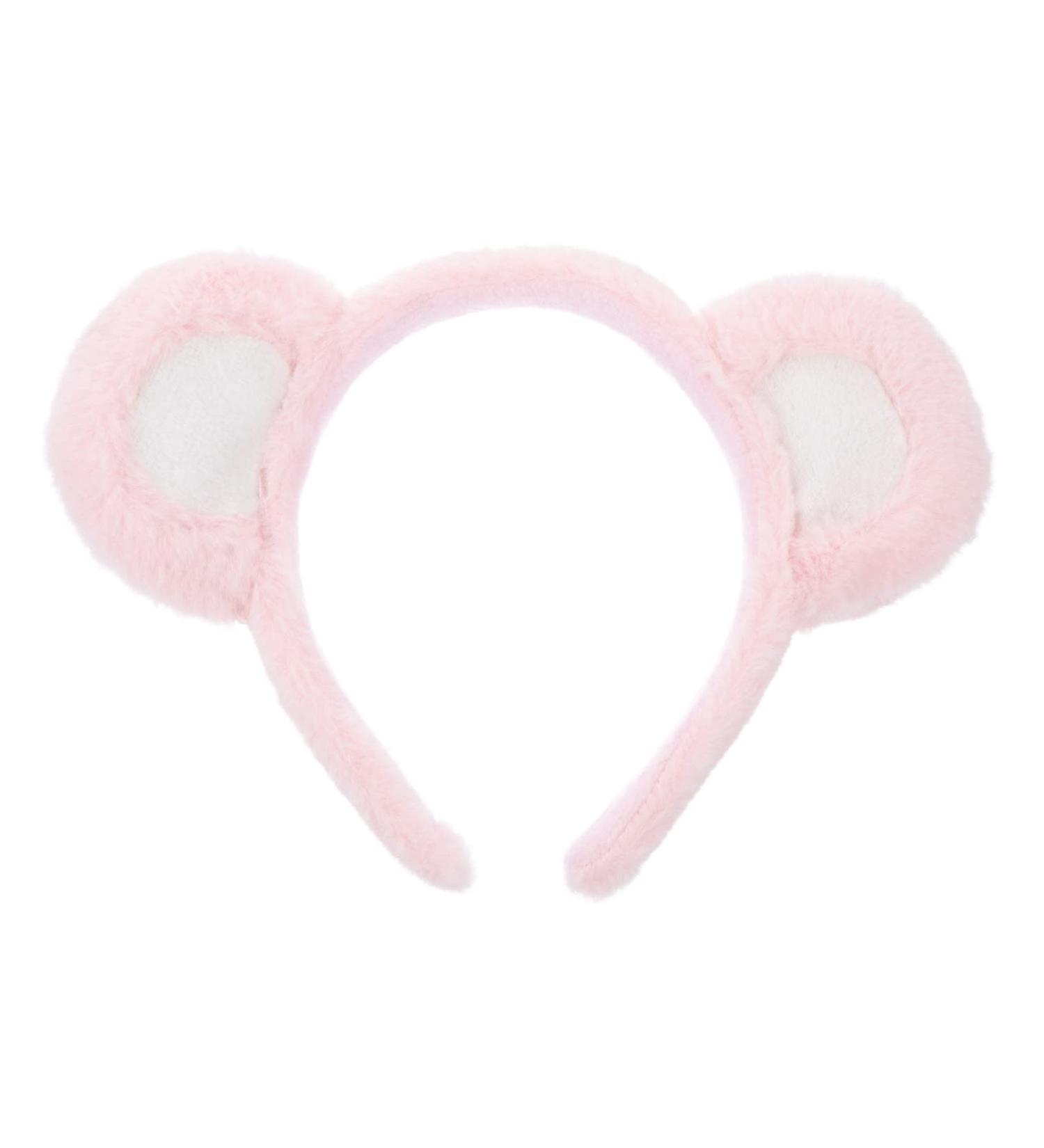 Lurrose Bear Ears Headband - Plush Jungle Animal Hairwear for Females | Perfect for Festivals Cosplay & Parties | Pink & White - Buy Online on GoSupps.com