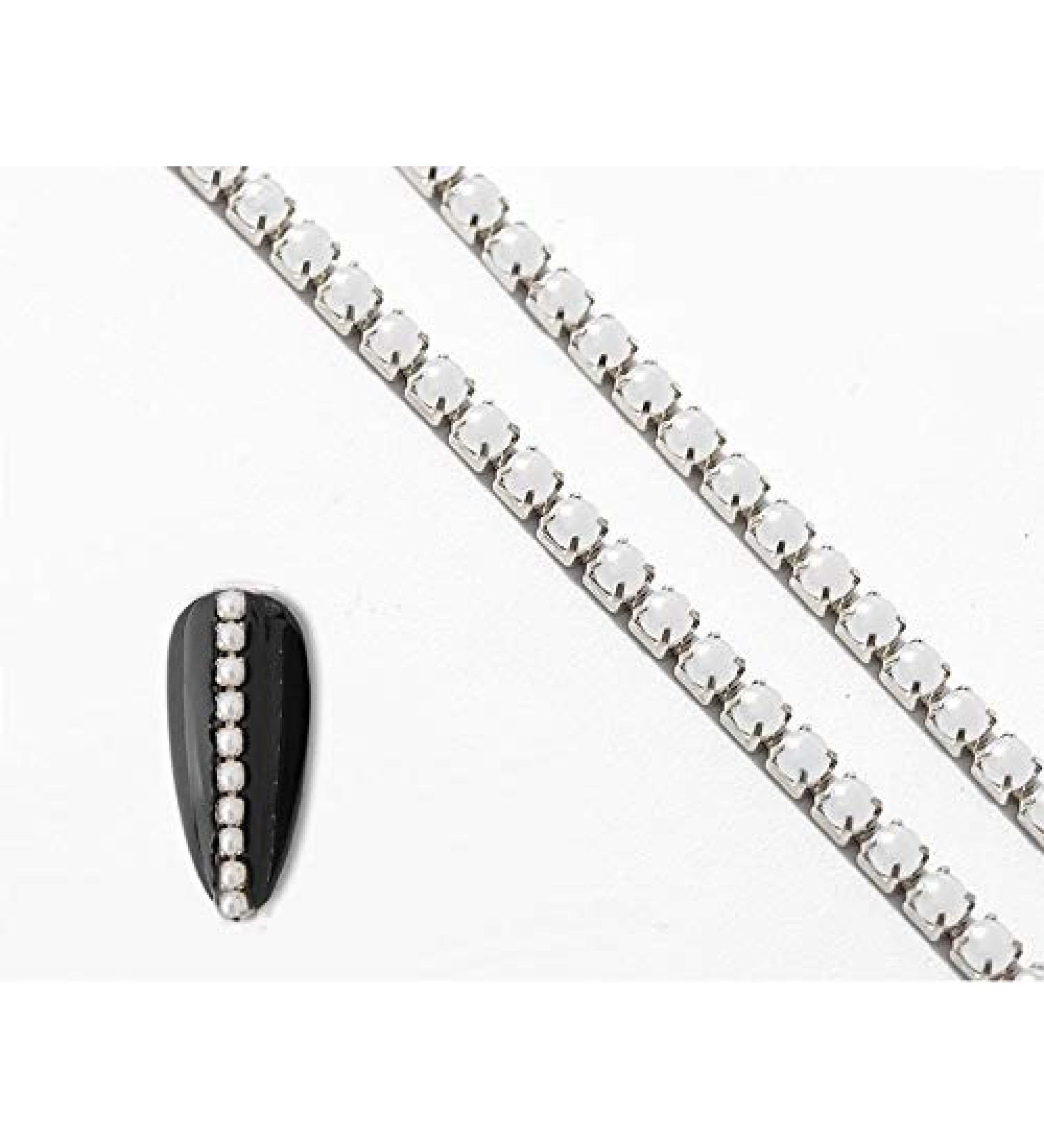 25cm Nail Art Metal Pearl Chain - Glitter Accessories for DIY Manicure | Gold & Silver LT07 - Buy Online on GoSupps.com