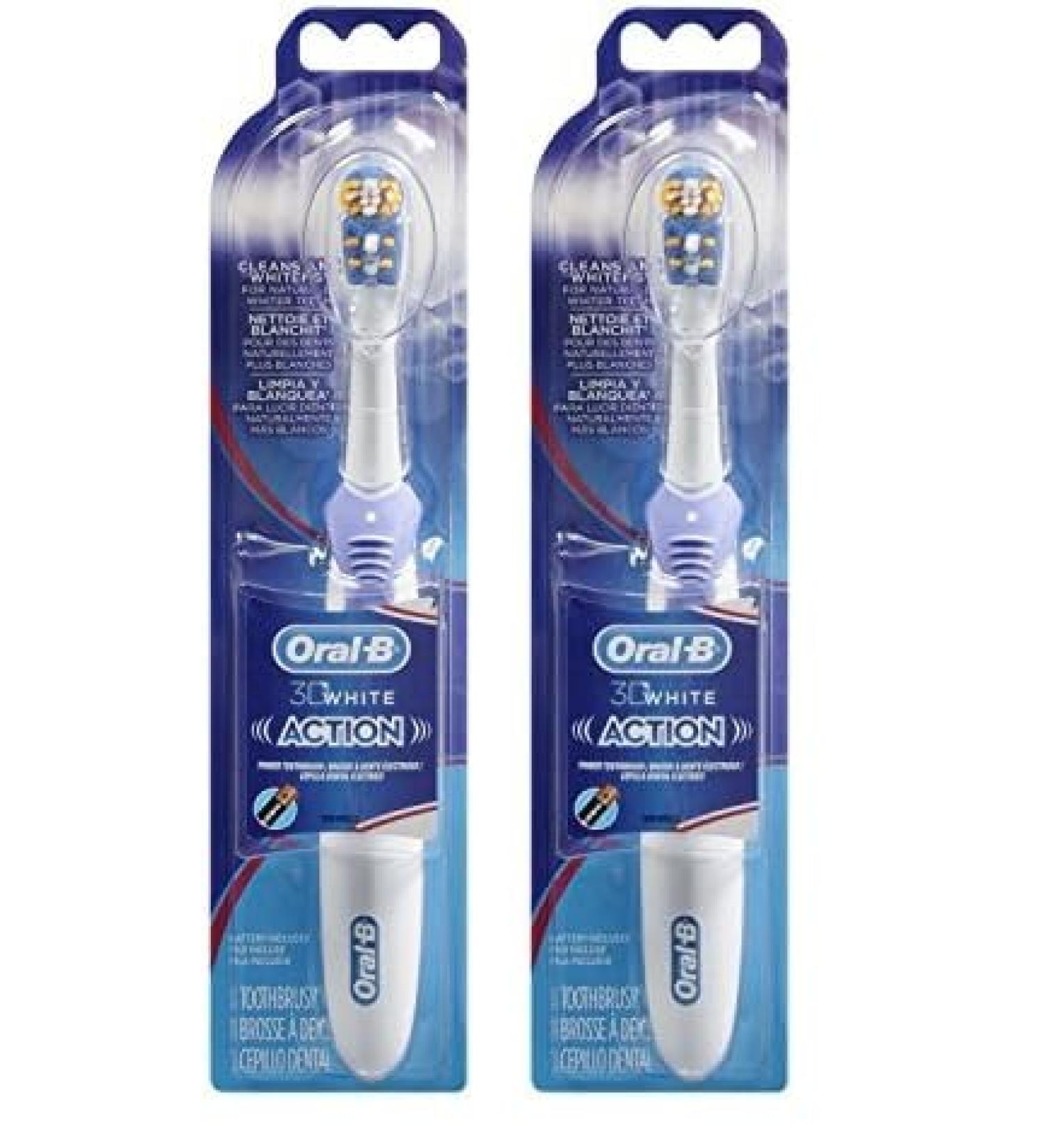 Oral-B 3D White Battery Powered Electric Toothbrush - Pack of 2 | Enhance Your Smile International Shipping Available - Buy Online on GoSupps.com
