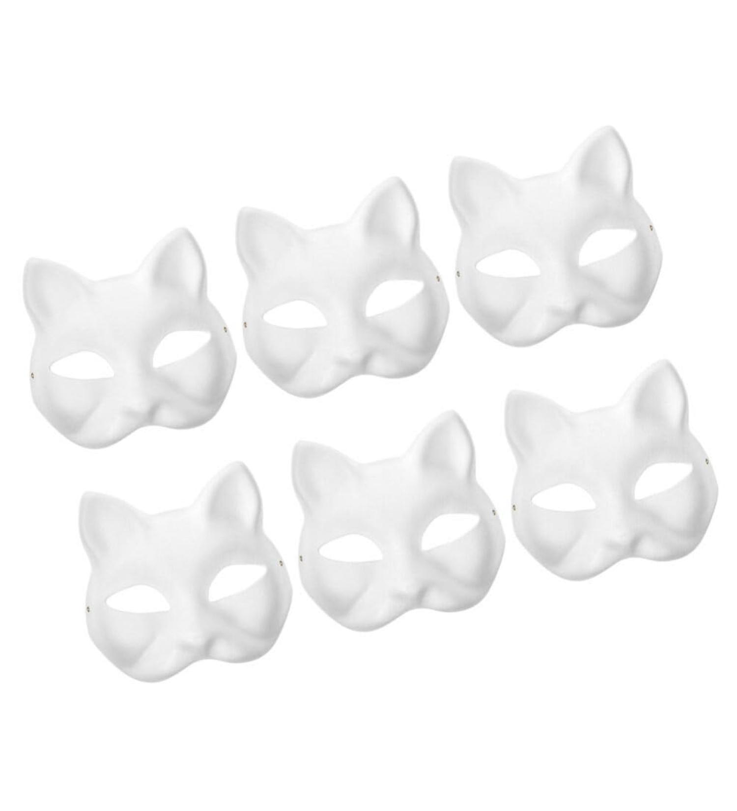 Homoyoyo 6 PCS DIY Cat Masks - Unpainted Paper Mache Masquerade Masks for Halloween Cosplay & Costume Parties - Buy Online on GoSupps.com