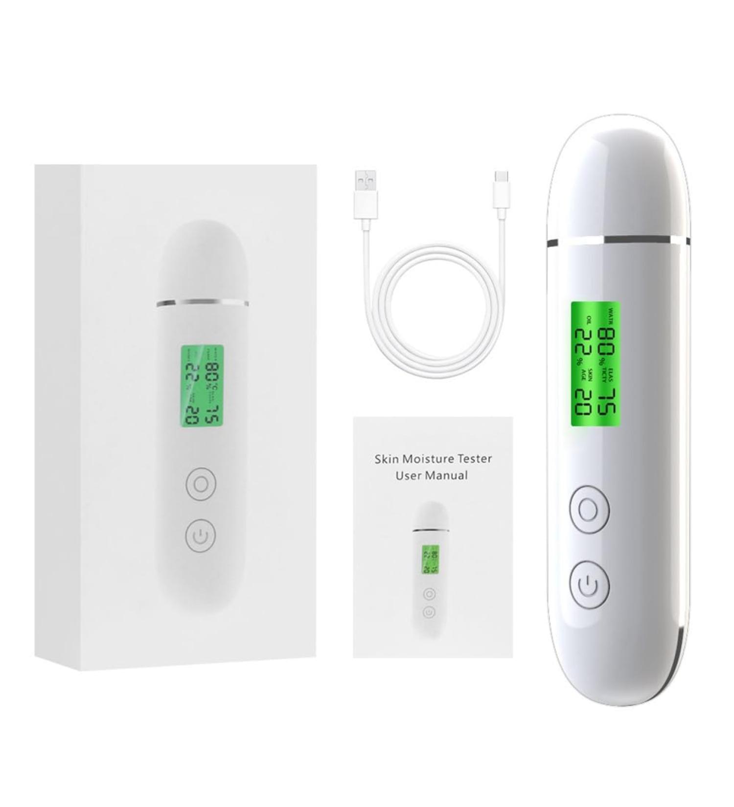 Hanabitx Skin Moisture Tester Smart Water and Oil Tester LCD Display Facial Skin Moisture Meter Fluorescent Agent Detector - Buy Online on GoSupps.com