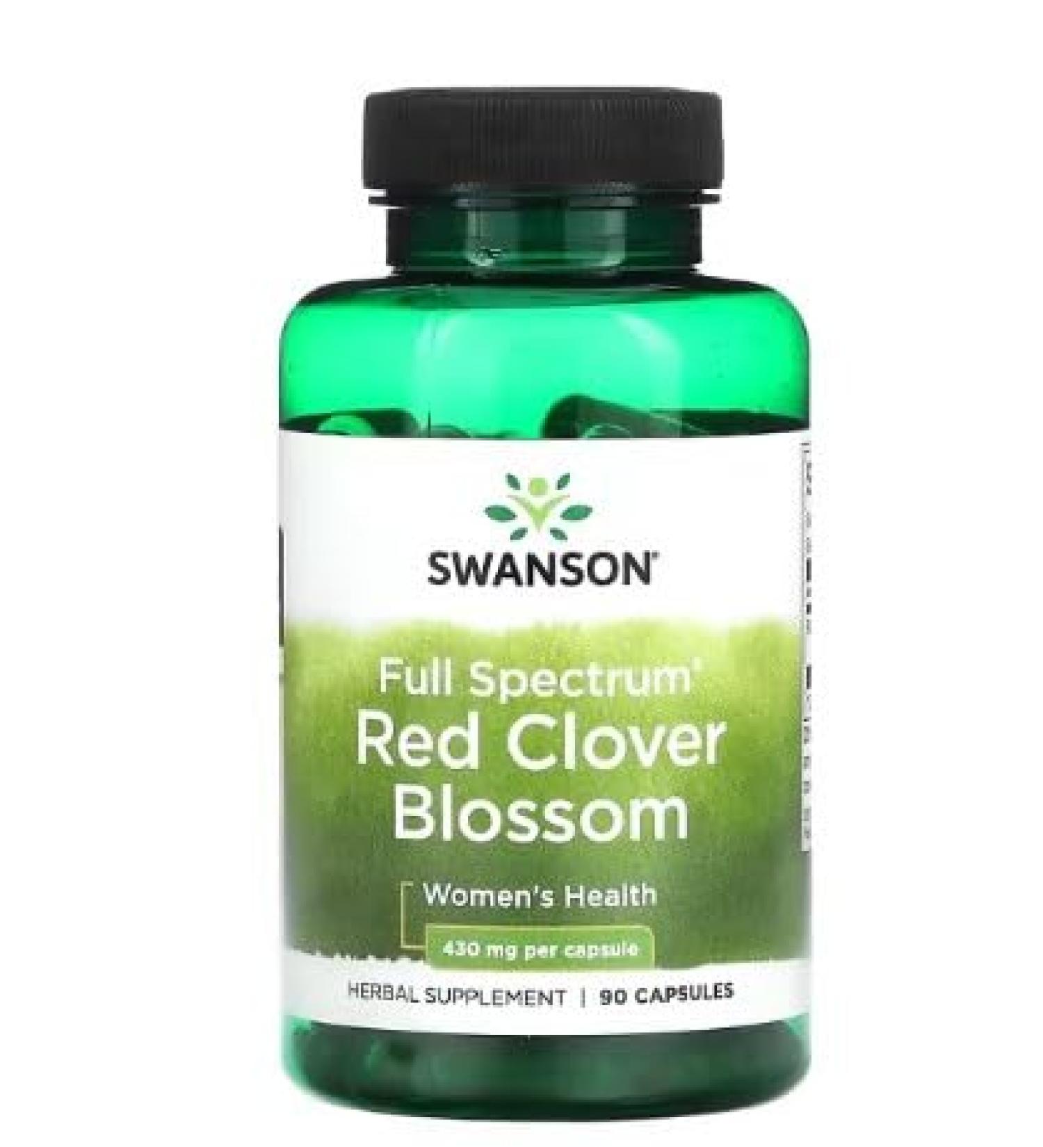 Swanson Red Clover Blossom 430mg - 90 Caps | Natural Women's Support & Antioxidants - Buy Internationally - Buy Online on GoSupps.com
