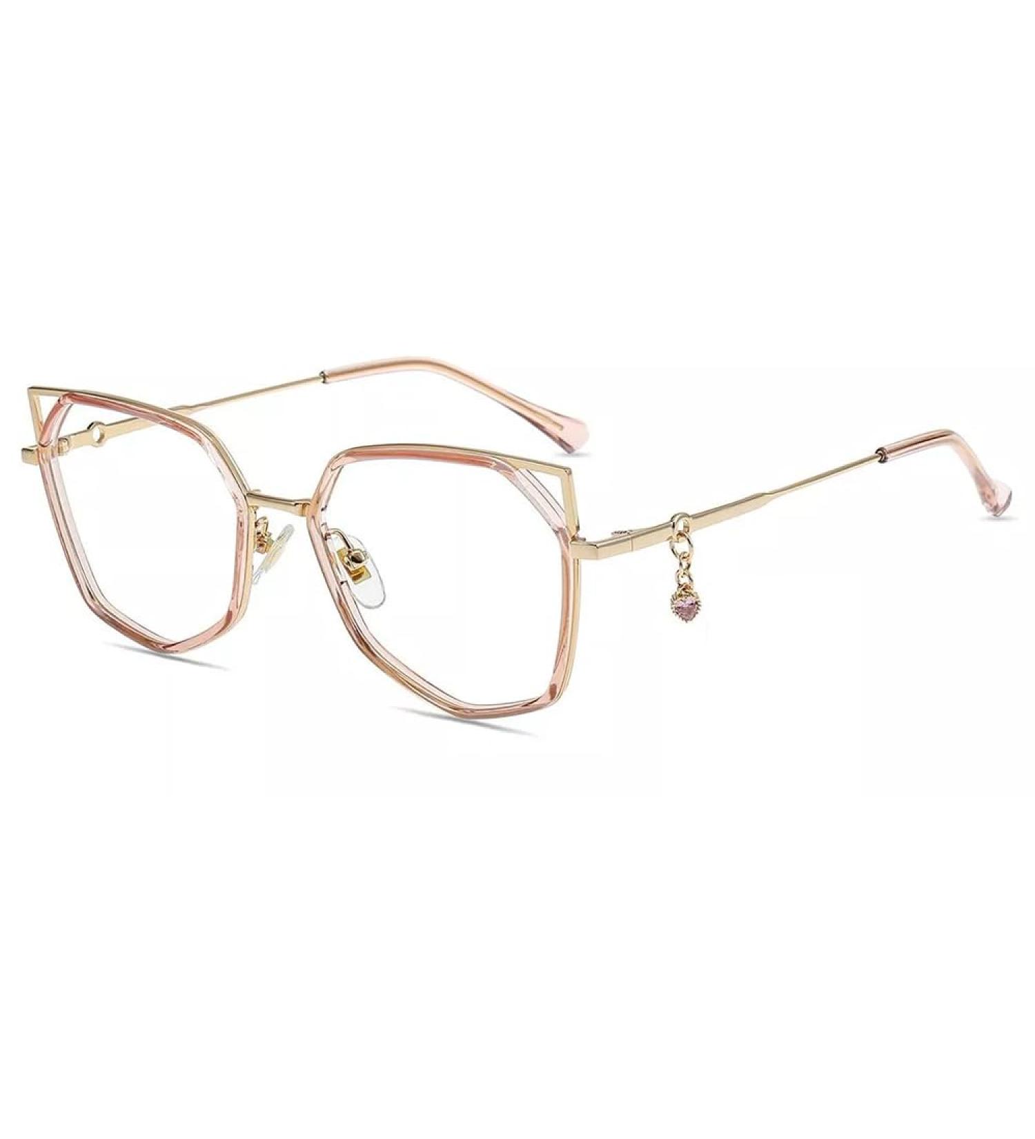 Shop Firmoo 2023 Cat Eye Blue Light Blocking Glasses for Women - UV400 Protection & Gemstone Pendant - Stylish Pink Gold Eyewear - Buy Online on GoSupps.com