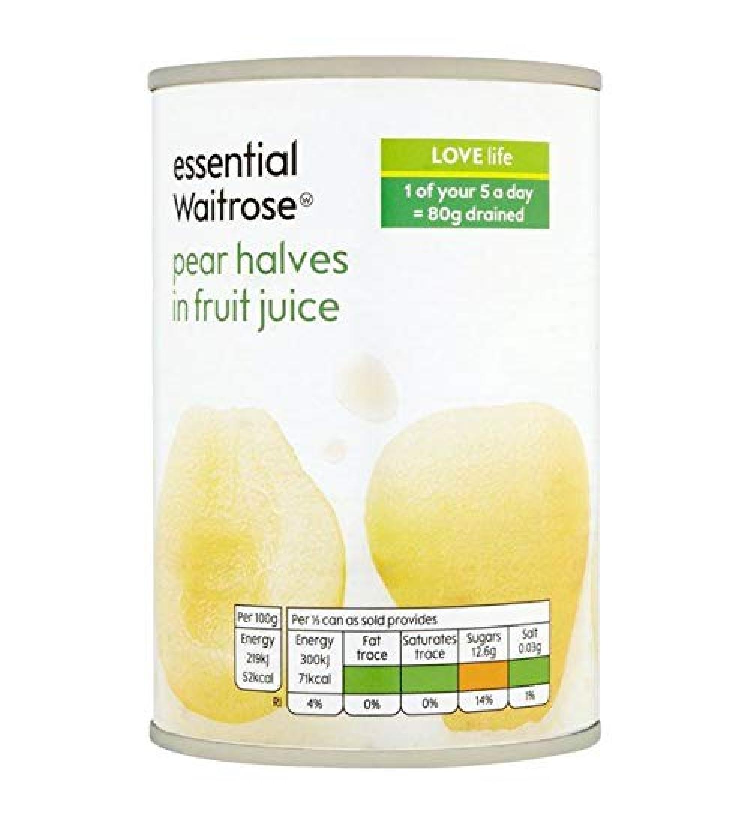 Waitrose Half Pears in Essential Fruit Juice 410g of Waitrose