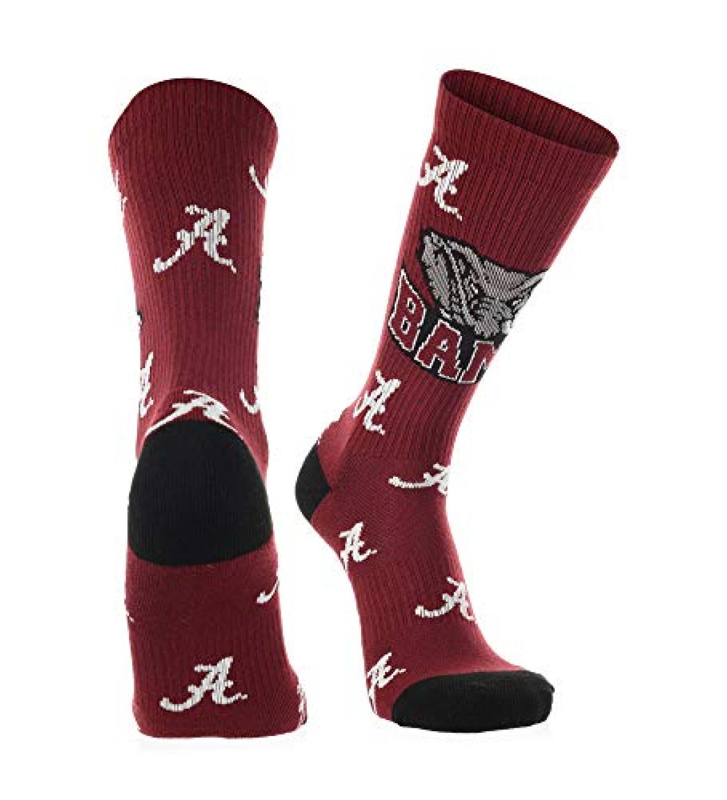 Alabama Crimson Tide Mayhem Crew Socks - Large (Crimson/Black/White) - Buy Online on GoSupps.com