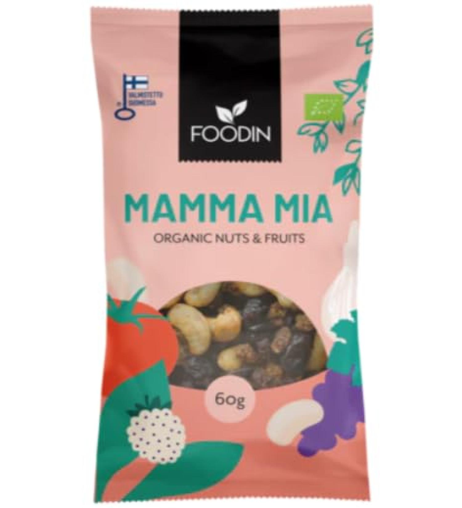 Foodin Nuts & Fruits Mamma Mia Organic 60 g Pack of 8 - Buy Online on GoSupps.com