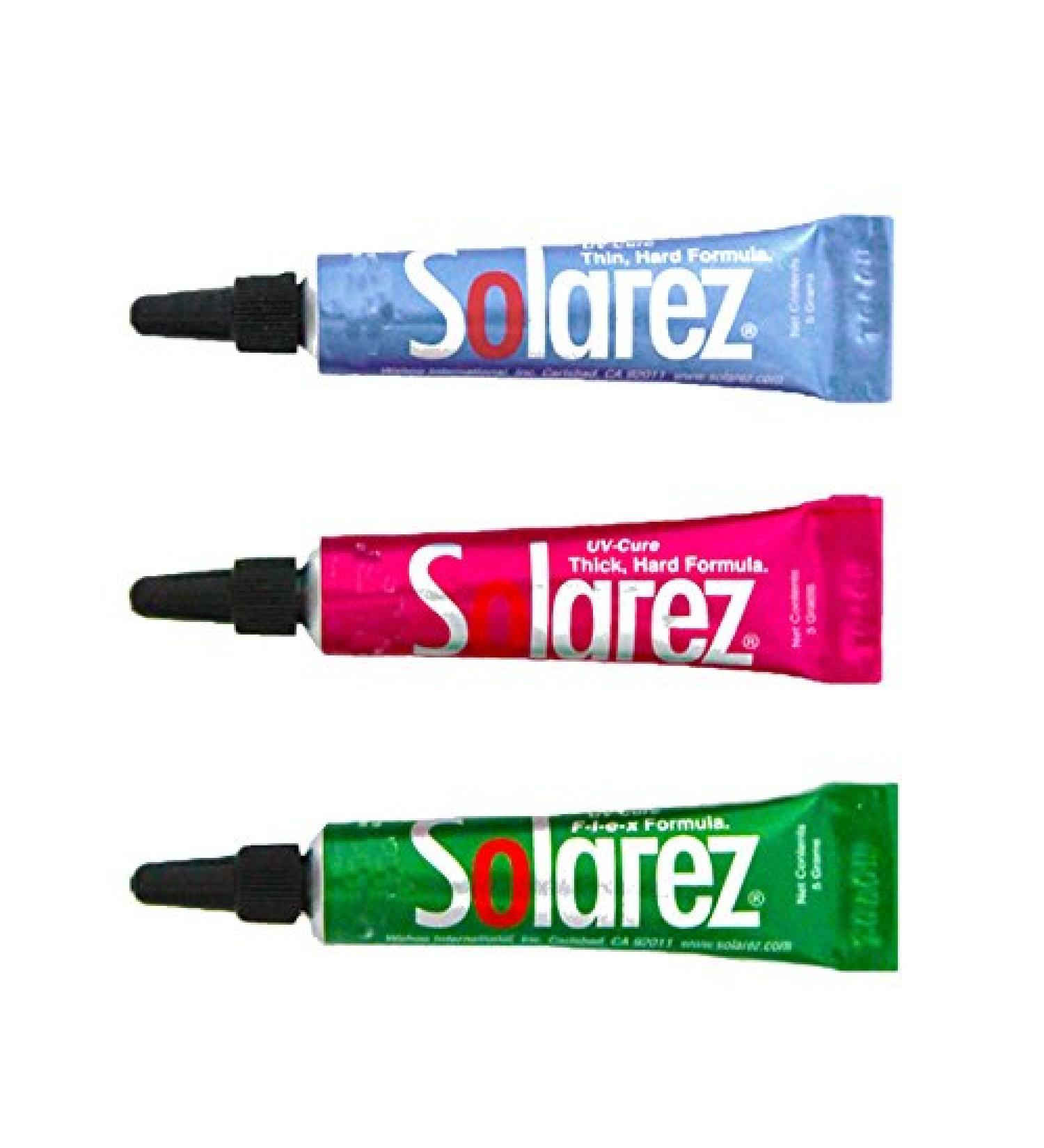 SOLAREZ Fly Tie UV Cure Resin - 3 Pack Starter Kit - Thin Hard, Thick Hard, Flex Formulas (3 x 5g Tubes) Fly Tying Resin, FlyTye Glue, Fly Fishing Starter to Build Fly Heads and Bodies! USA Made!