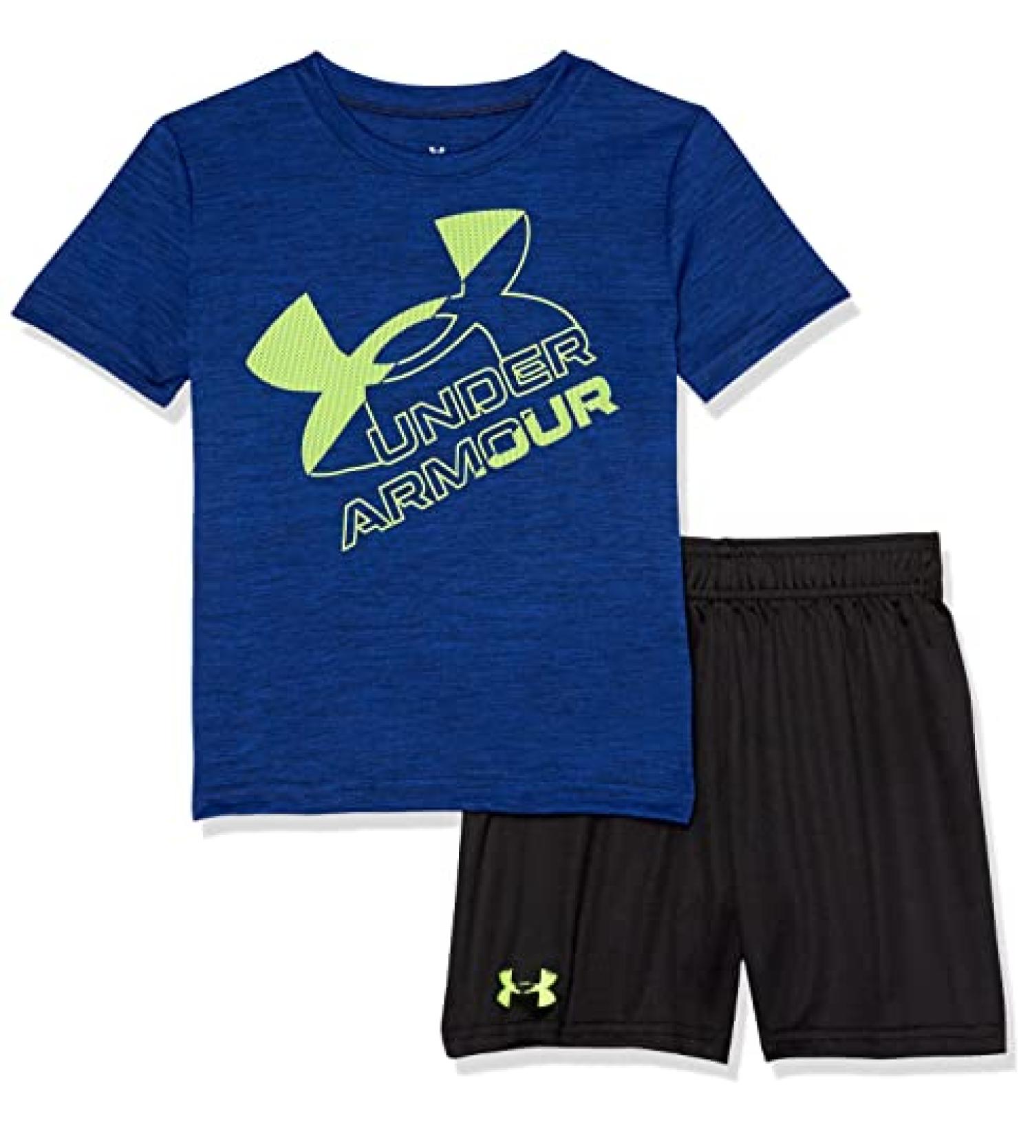 Under Armour Boys Royal Mesh Sleeve Tee & Short Set 4T - Lightweight & Breathable - Buy Online on GoSupps.com
