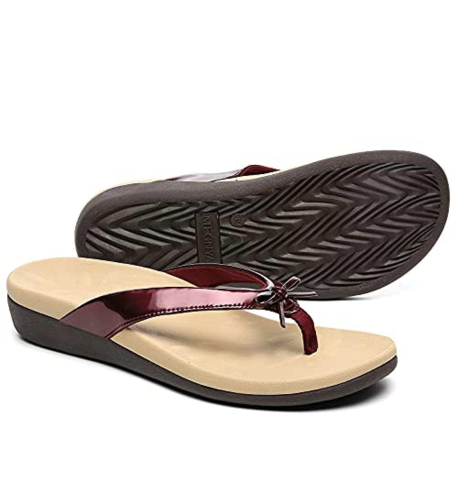 Sounity Women's Orthopedic Sandals with Bowknot Design - Plantar Fasciitis Arch Support for Comfortable Walking - Pain Relief Flip Flops - Buy Online on GoSupps.com