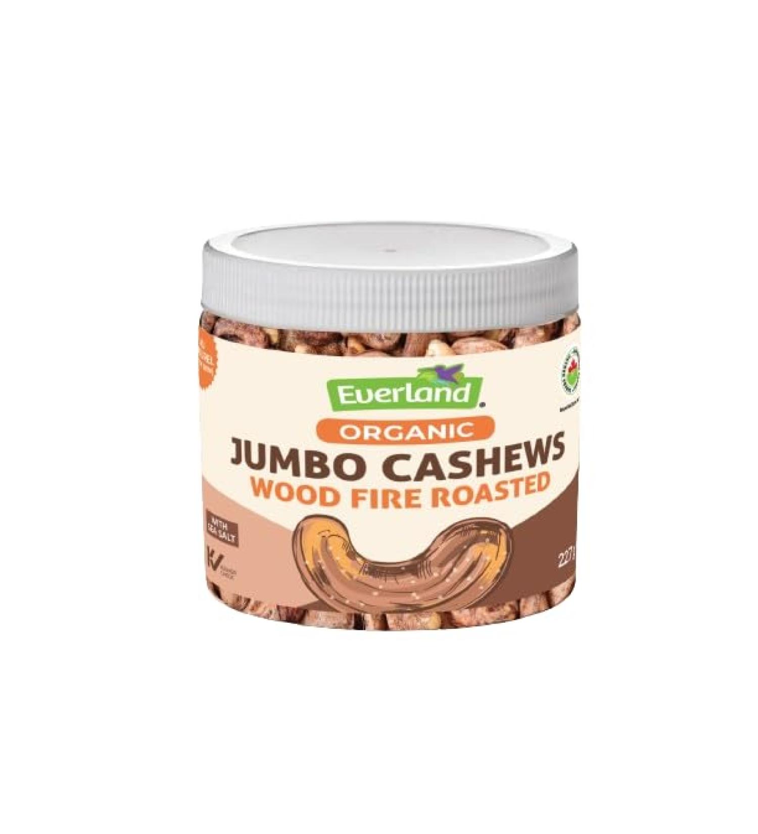 Everland Organic Jumbo Cashews - Wood Fire Roasted with Sea Salt Premium Quality Snack - Buy Online on GoSupps.com