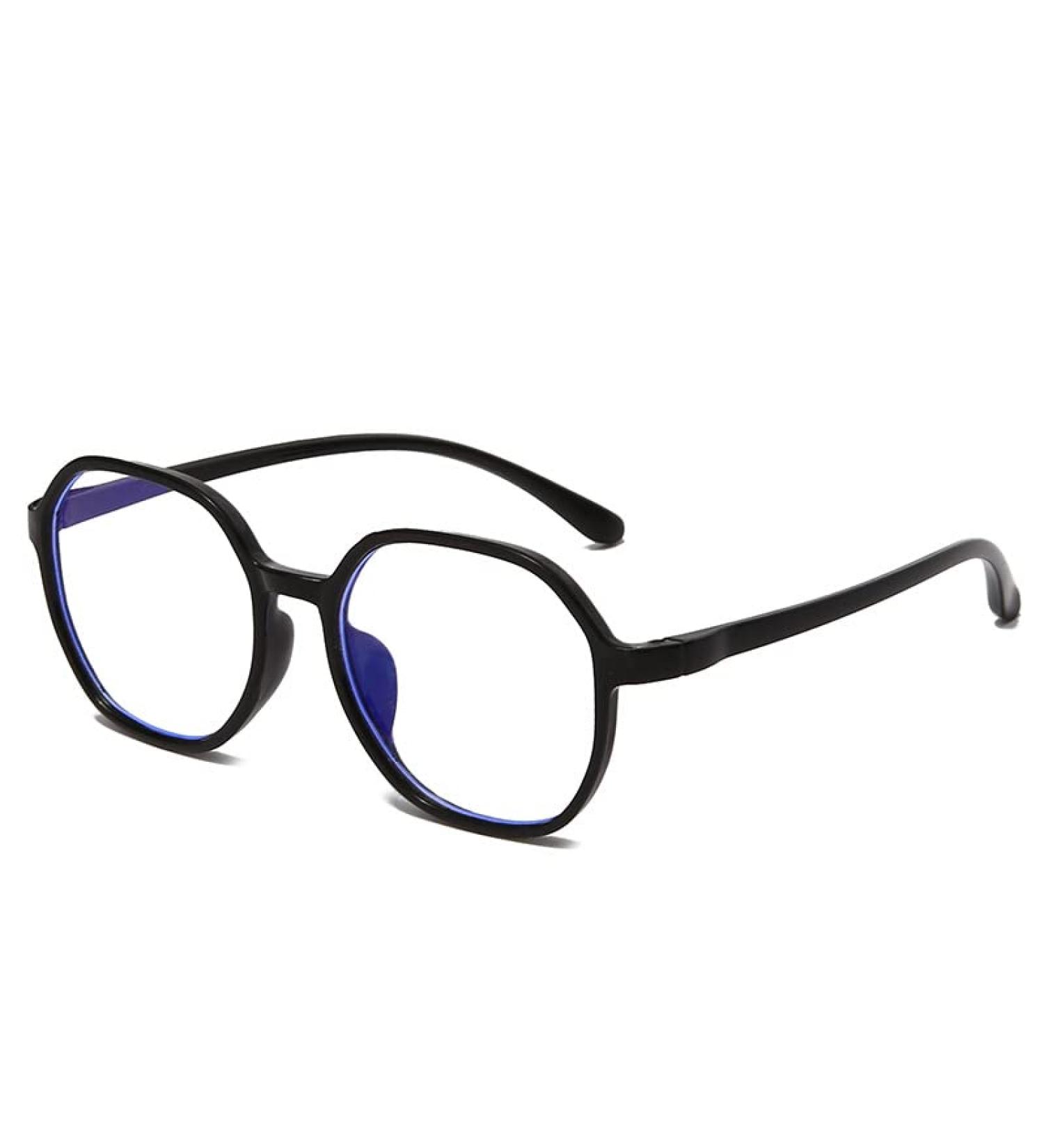 Large Computer Readers - Polygon Anti-Glare Blue Light Blocking Glasses +0.00 Clear-Black | Shop Now for International Shipping - Buy Online on GoSupps.com