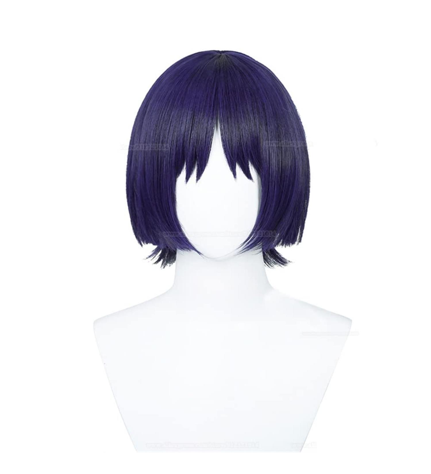 Xingwang Queen Anime Cosplay Wig - Short Black & Blue Highlight Purple Heat Resistant Party Wig for Costume & Events - Buy Online on GoSupps.com