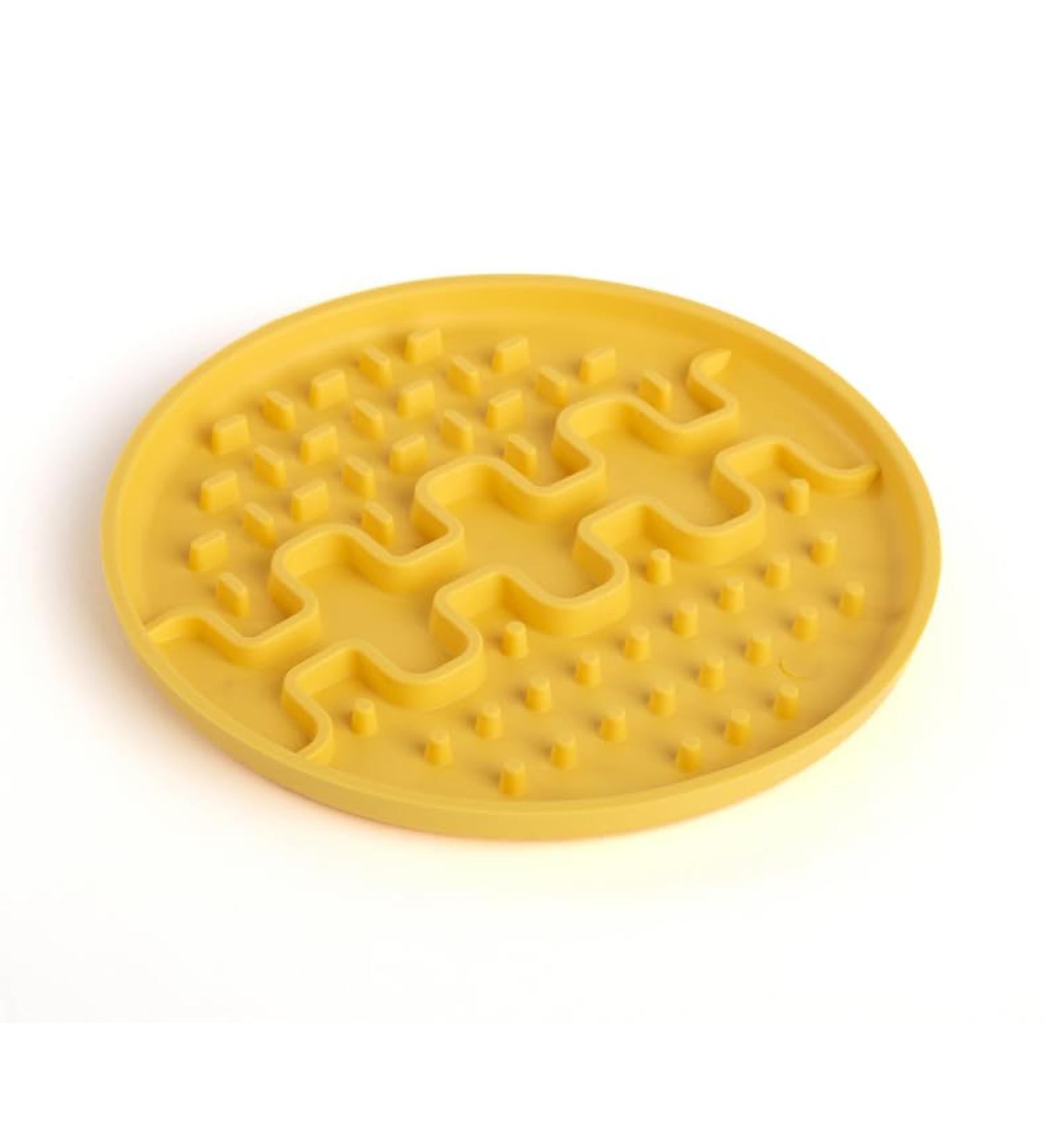 Bonameco Mini Yellow Slip Mat | Leak Mat for Dogs & Cats | Anti-Slip Slow Feeder | Supports Healthy Digestion & Easy to Clean - Buy Online on GoSupps.com