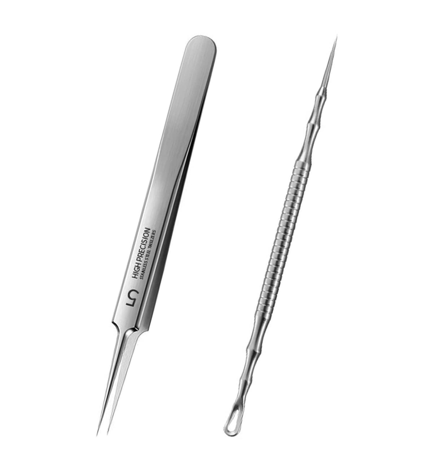 Pimple Popper Tool Kit - 2Pcs Professional Blackhead Remover Tweezers and Extractor for Acne Treatment and Blemish Removal - Buy Online on GoSupps.com