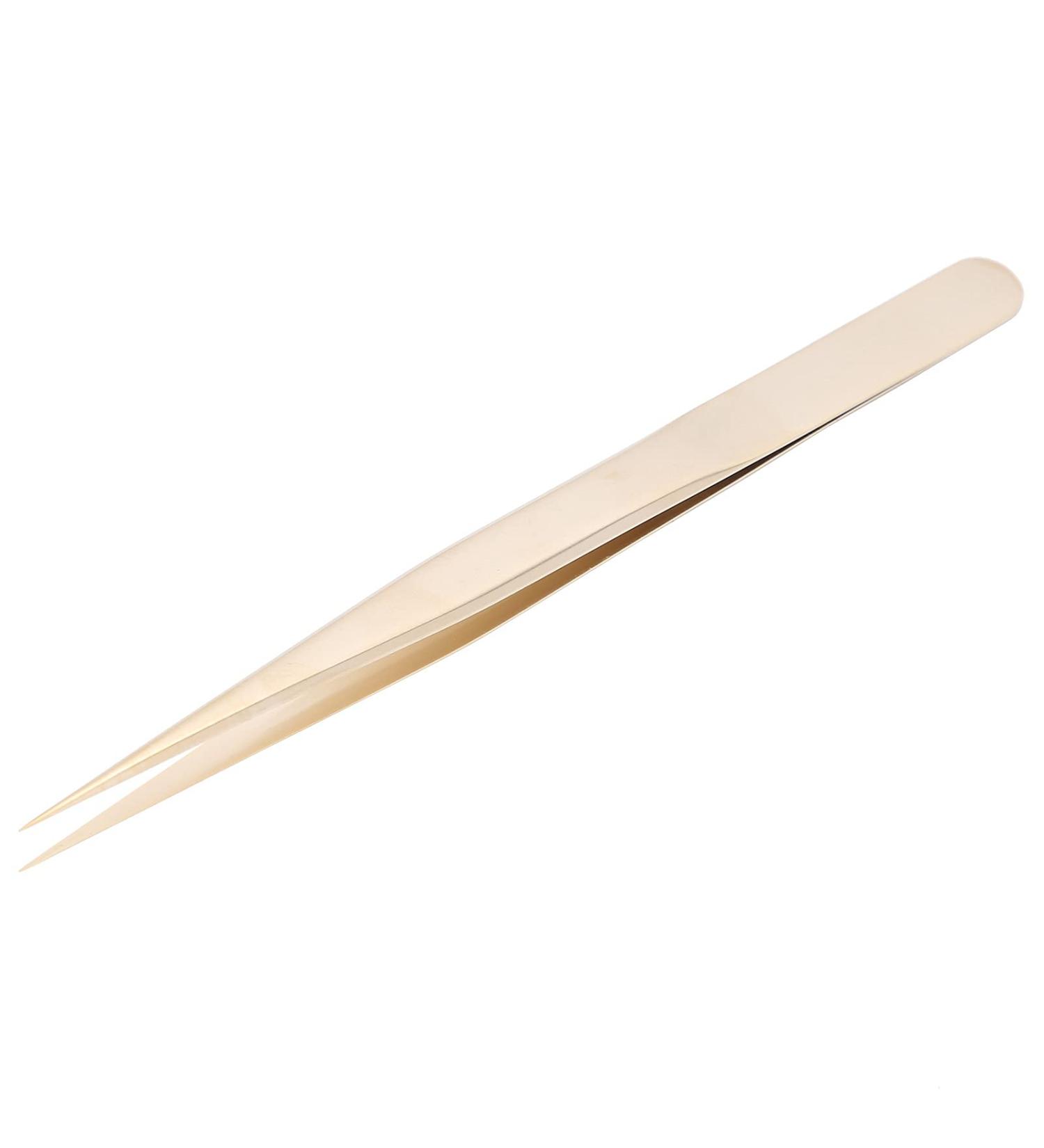 Nail Art Tweezers Multifunctional Nail Art Tweezers Steel Golden Straight Tweezers for Eyelashes Manicure - Buy Online on GoSupps.com