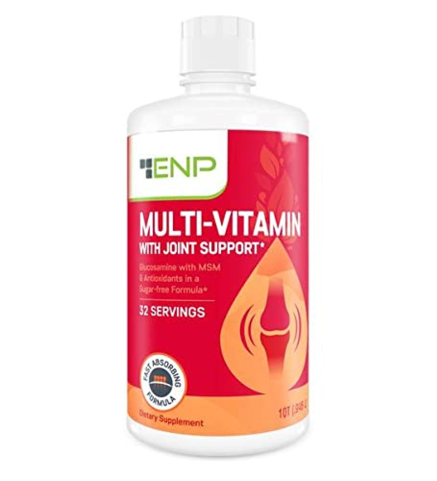 ENP Liquid Multi-Vitamin with Joint Support for Adults | Multivitamin for Women & Men | Plus Glucosamine with MSM | 32 oz | Made in USA