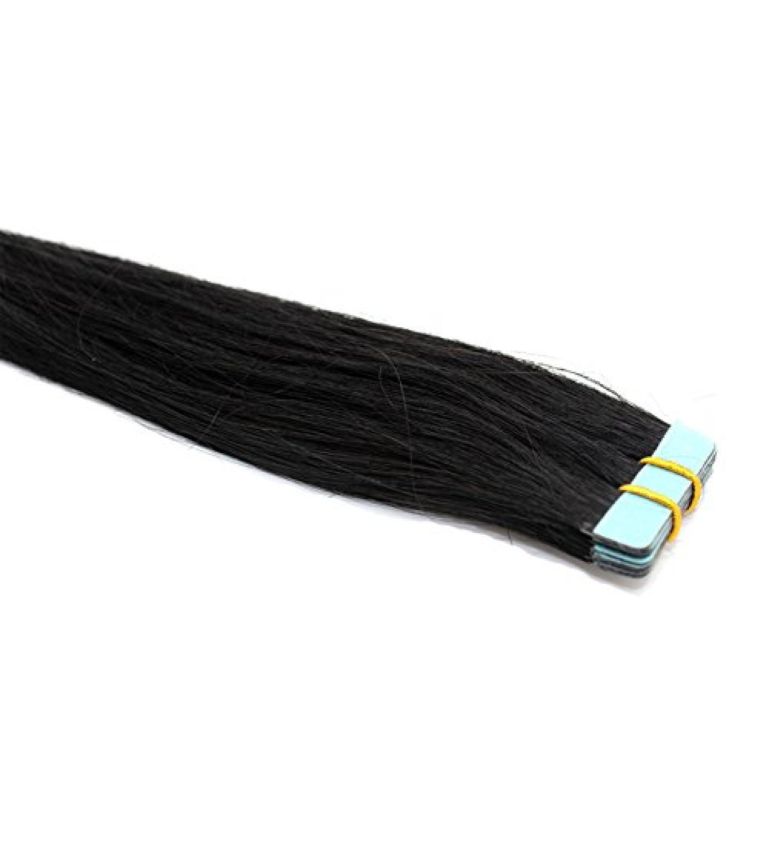 Tape In/On 100% Human Hair Remy Hair Extensions Hair Extension 2.5g / Weft (50cm - 10 Wefts - #1 Black)