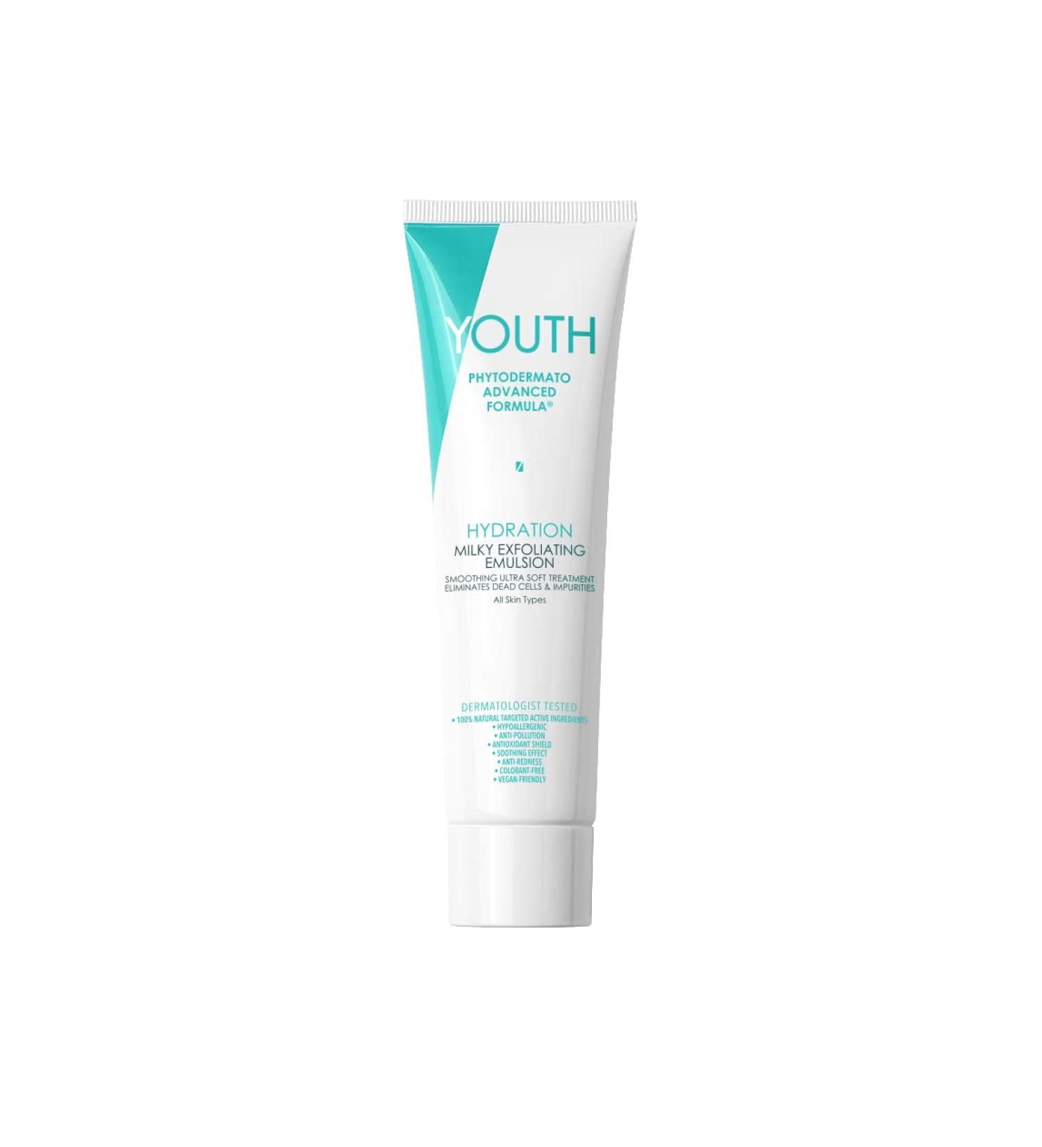 YOUTHPHYTO Dermatology Advanced Milky Exfoliating Emulsion - Daily Skin Resurfacer & Gentle Facial Exfoliator for Soft Perfect Skin - 3.7 Oz - Buy Online on GoSupps.com