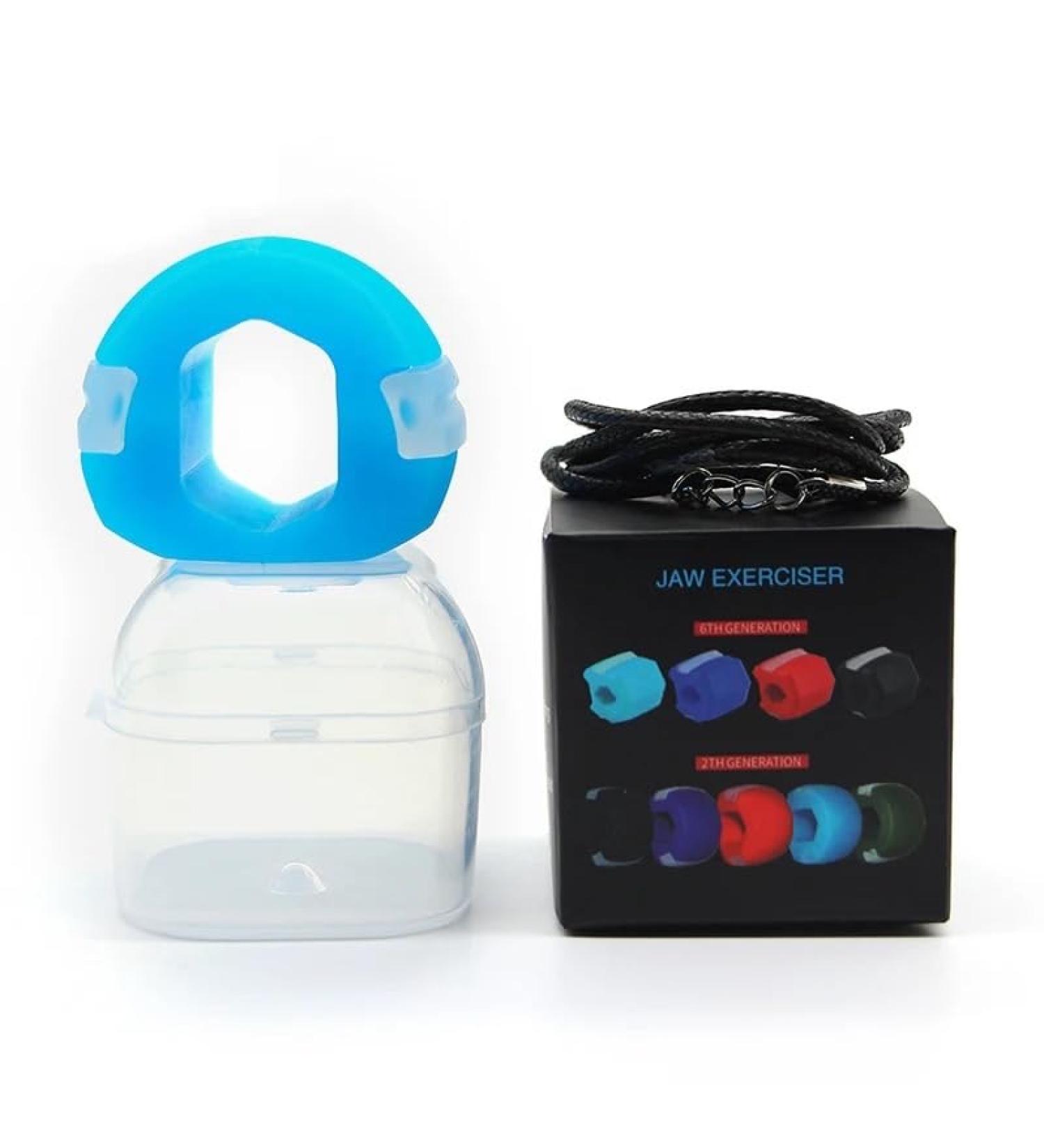 Jaw Exerciser Double Chin Toner | Jawline Exerciser Chew | Jaw Trainer | Workout Face Muscles | Jawline Toner | Neck Trainer | Woman & Men (Blue) - Buy Online on GoSupps.com