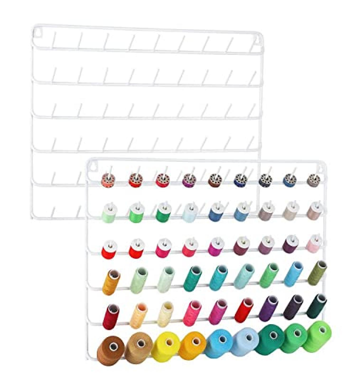 MOOACE 54 Spools Thread Holder Set of 2 - Metal Thread Rack Organizer for Embroidery, Quilting, Sewing - White - Buy Online on GoSupps.com