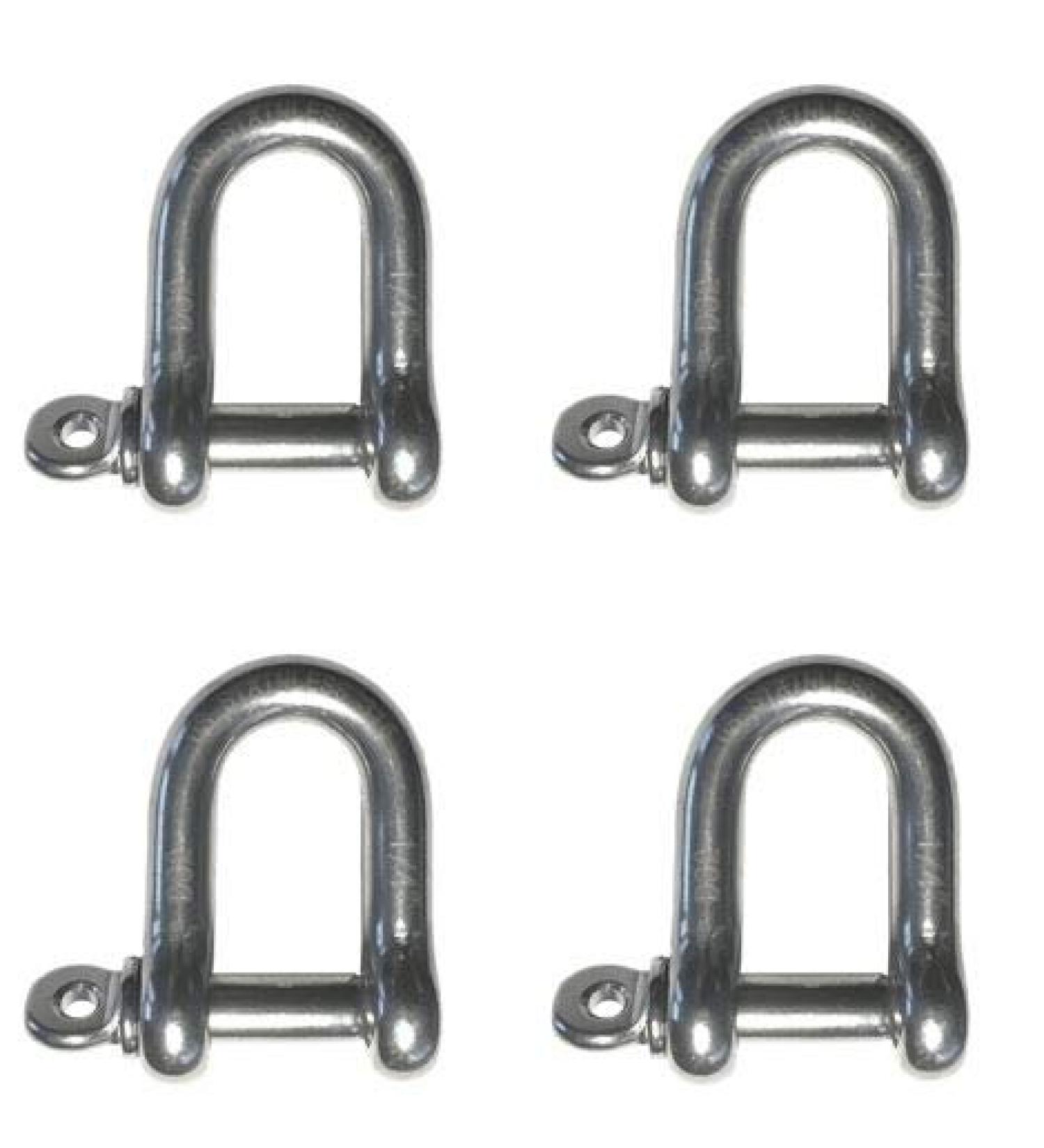 4pc Stainless Steel 316 Forged D Shackle Marine Grade 1/4 (6mm) Dee - Buy Online on GoSupps.com