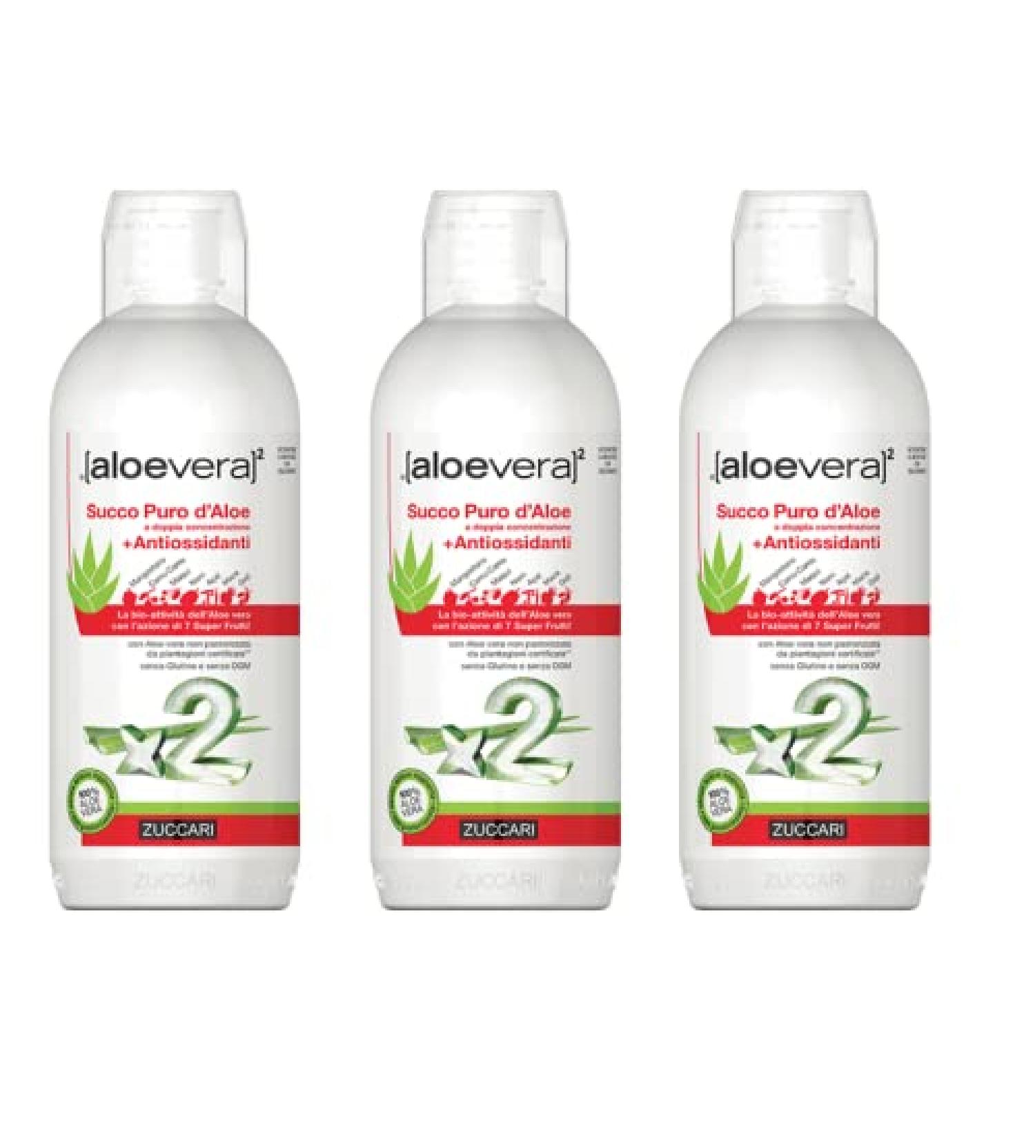 ZUCCARI Aloe Vera Pure X2 Antioxidant 1 liter 3 bottles