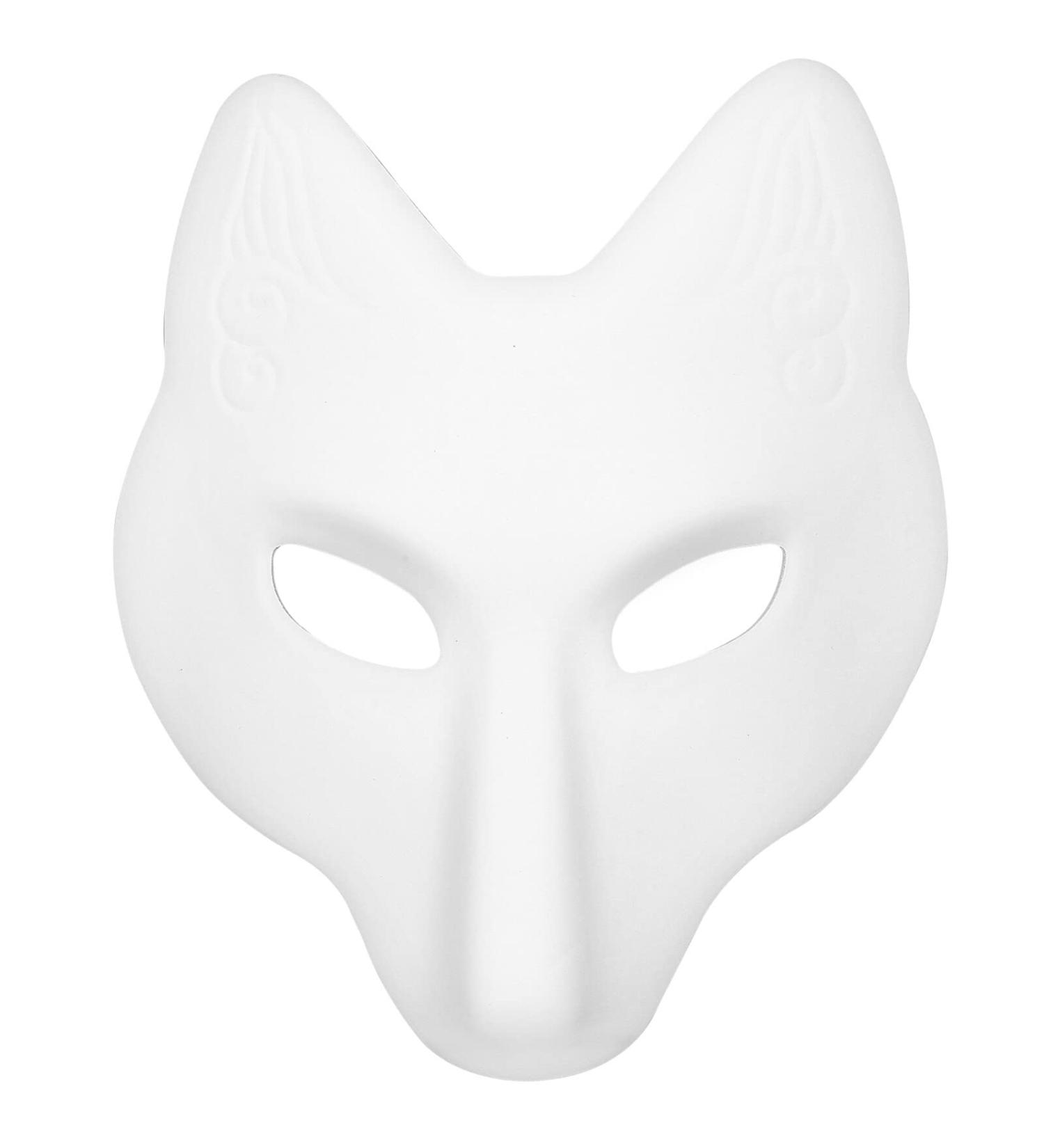 Alipis Fox Mask - White Blank Hand-Painted Japanese Style DIY Crafting Mask for Halloween Masquerade & Cosplay - Buy Online on GoSupps.com