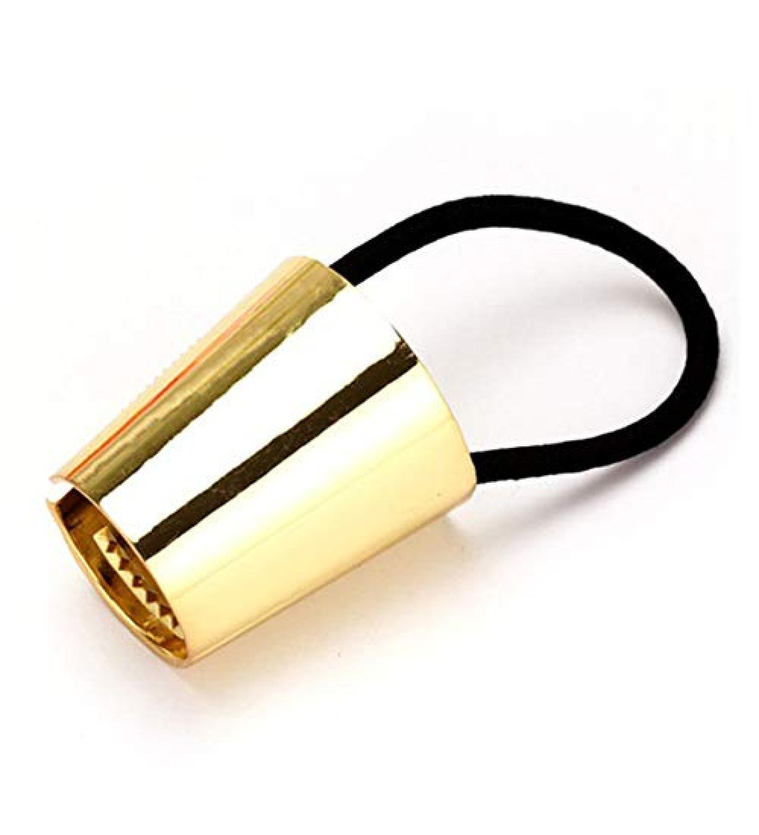 Beaupretty Hair Tie Ponytail Cuff Metal Circle Hair Cuff Punk Elastic Hair Rope for Women Girls (Golden)