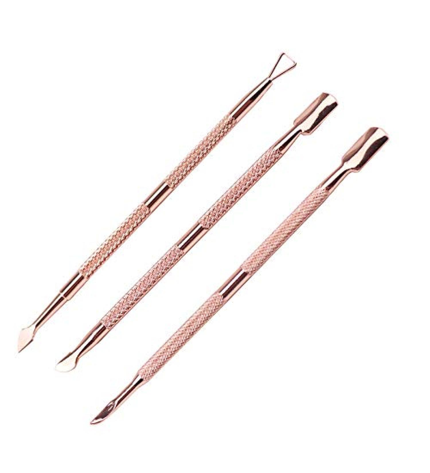 Rose Gold Metal Cuticle Pusher Set | Triangle Cuticle Peeler & Scraper | Double Ended Pusher | Manicure Tools for Fingernails & Toenails - Buy Online on GoSupps.com