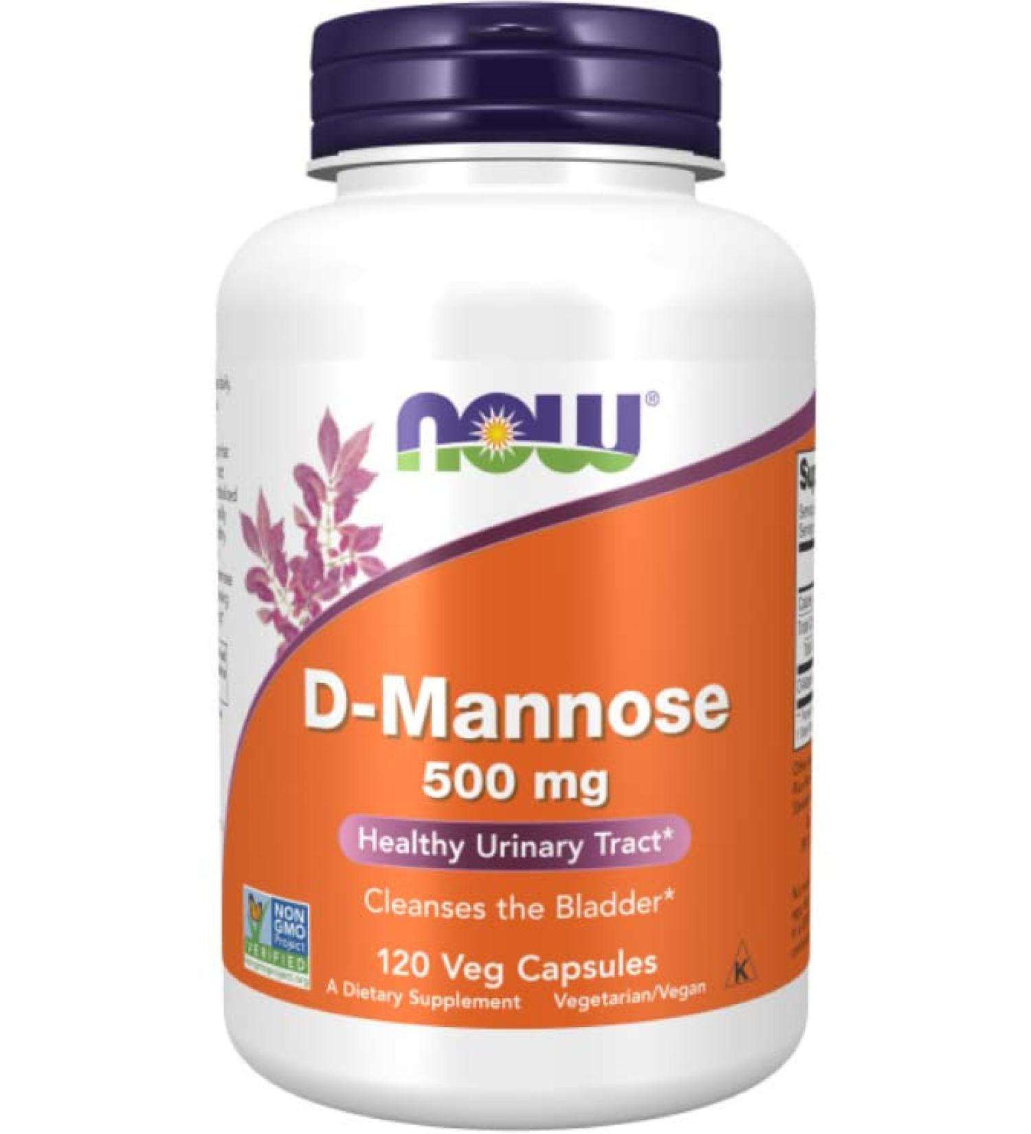Now Foods D-Mannose 500mg - 120 CT - Urinary Tract Health Support - Buy Online on GoSupps.com