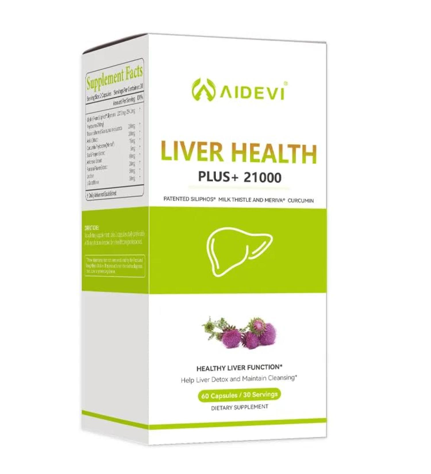 AIDEVI Liver Health Plus 21000 Supplement Support Milk Thistle 60 Capsules (3)