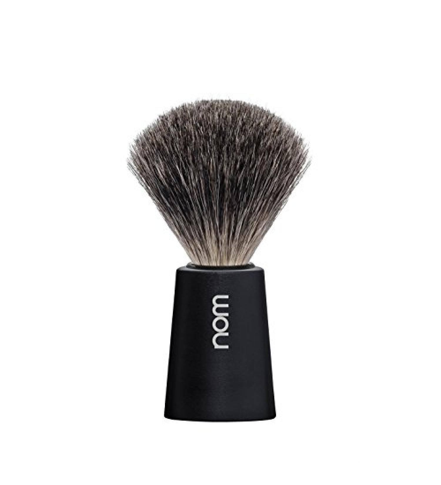 nom - Shaving brush - CARL series - Pure badger hair - Black plastic