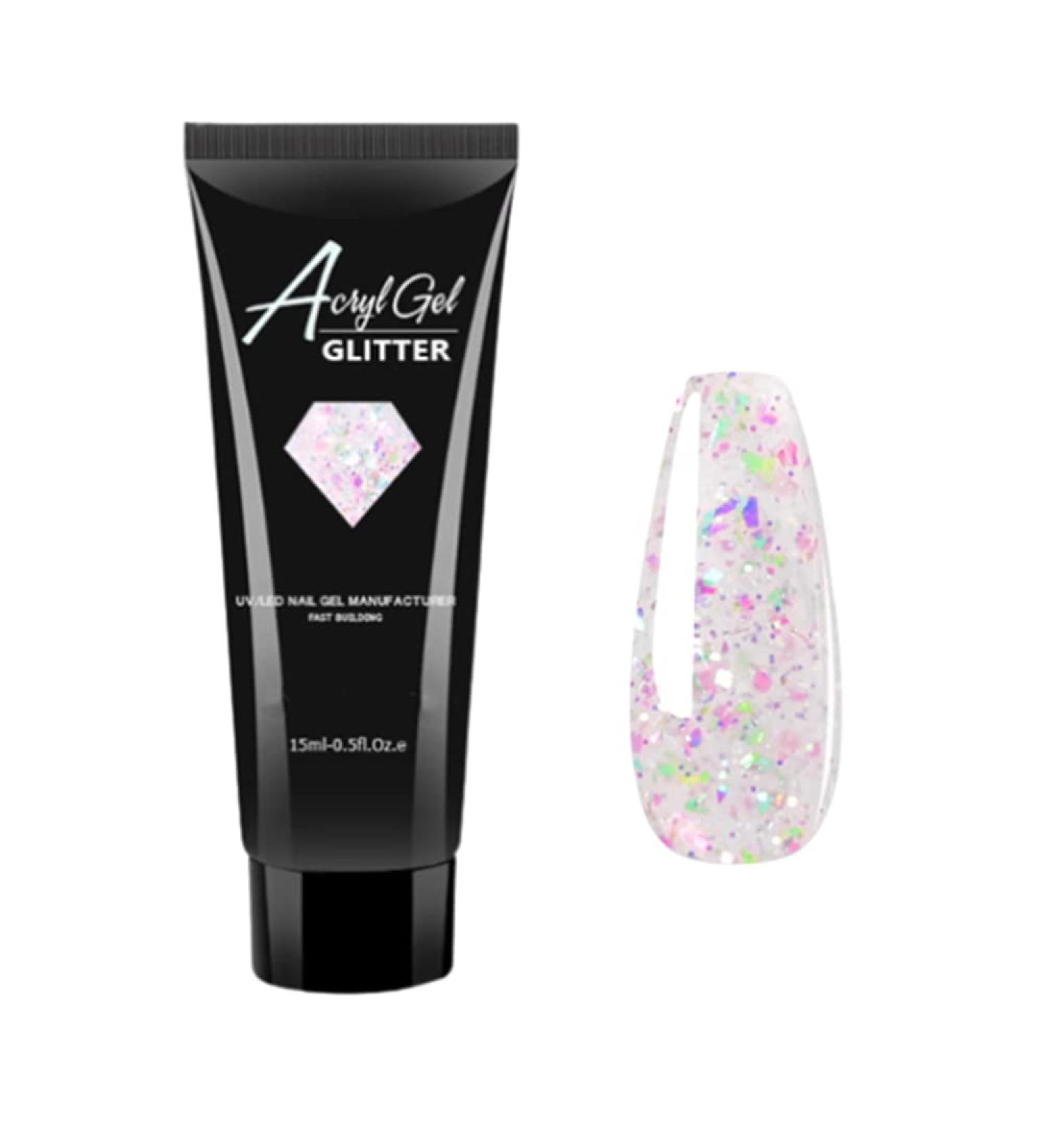 ICATHUNY 15ml Clear Glitter Poly Nail Gel for Long-Lasting Nail Extensions - Easy to Use for DIY Nail Art or Salon - Nude Poly Nail Enhancement Builder Gel - Ideal for Beginners - Buy Online on GoSupps.com