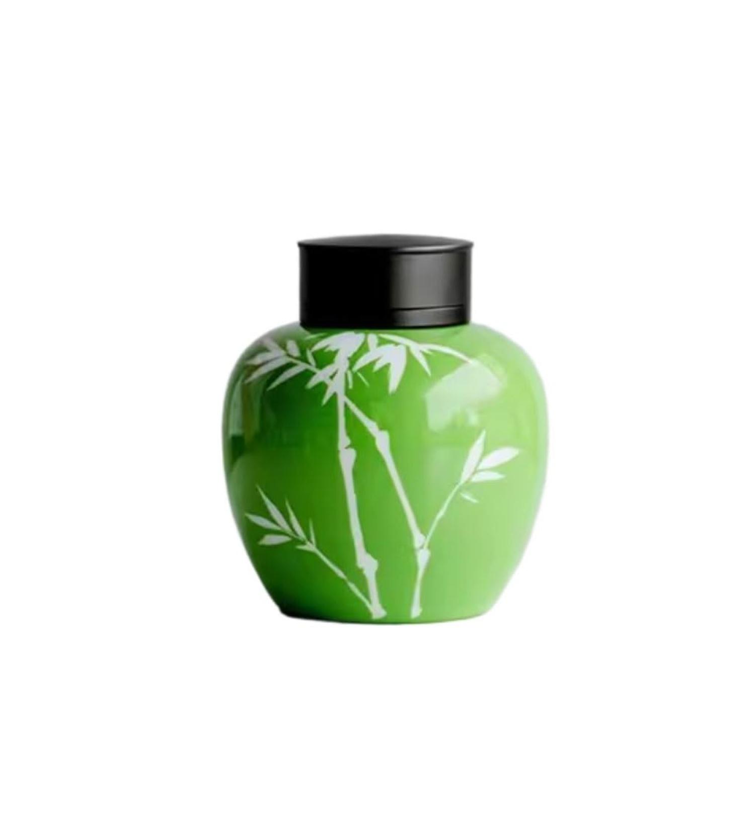 Sealed Tea Caddy Pure Hand-painted Green Bamboo Tea Cans for Home Use Double-layer Sealed Cans Tea Storage Cans Tea Jar with Lid - Buy Online on GoSupps.com