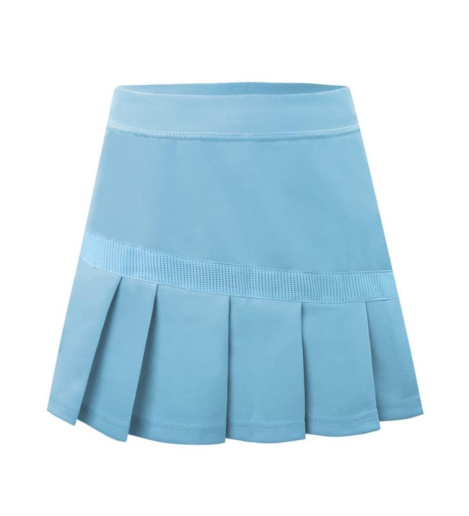 Girls Tennis Skirt - Athletic Golf Cheer Skort with Pockets, Pleated Elastic Design - Light Blue, Size 10 Years - Buy Online on GoSupps.com