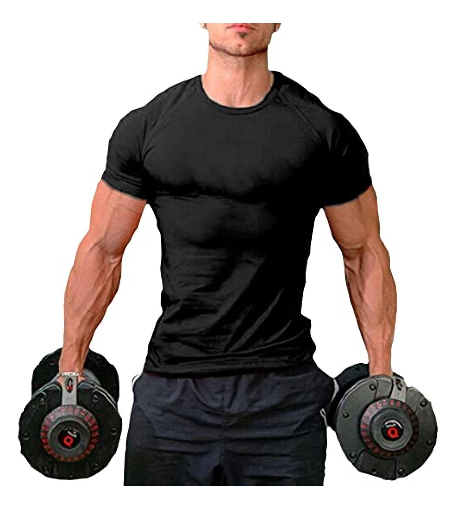 InleaderStyle Mens Workout T-Shirts Athletic Gym Tee Shirts for Men with Short Sleeve Bk1 Large