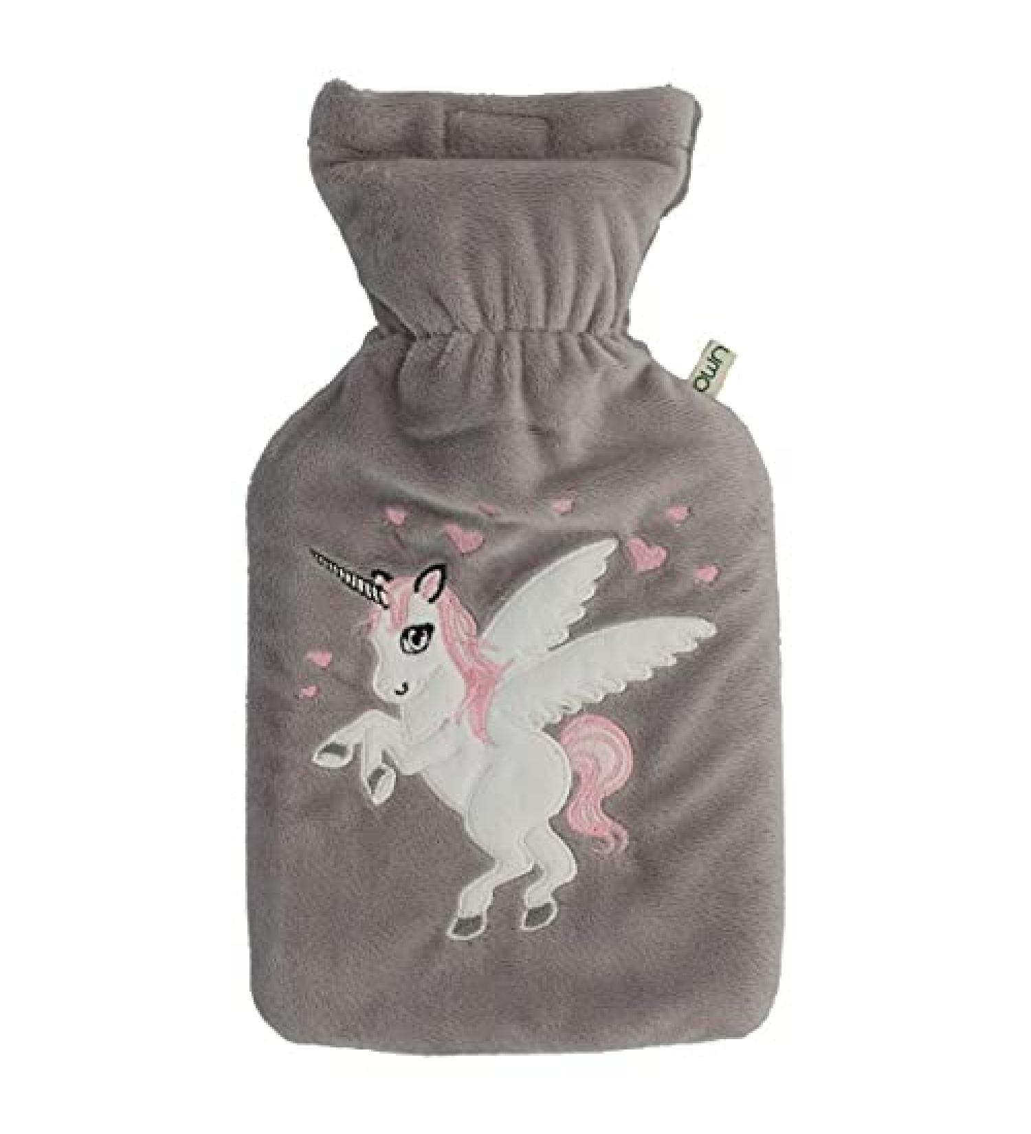Premium Unicorn Hot Water Bottle 1L - Soft Fleece Cover Embroidered Velcro Fastener T V Certified - Buy Online on GoSupps.com