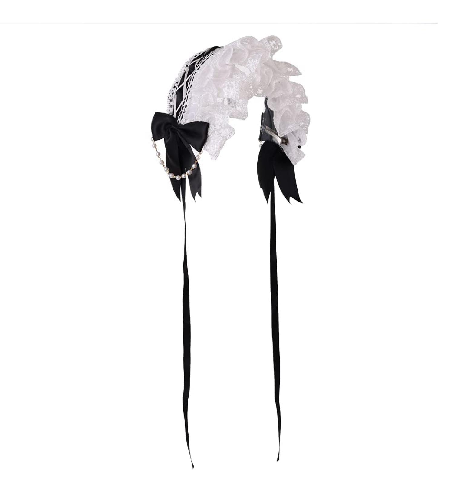 COSDREAMER Girl Headwear Maid Cosplay Headdress Lace bow tie Flower Headdress Black - Buy Online on GoSupps.com
