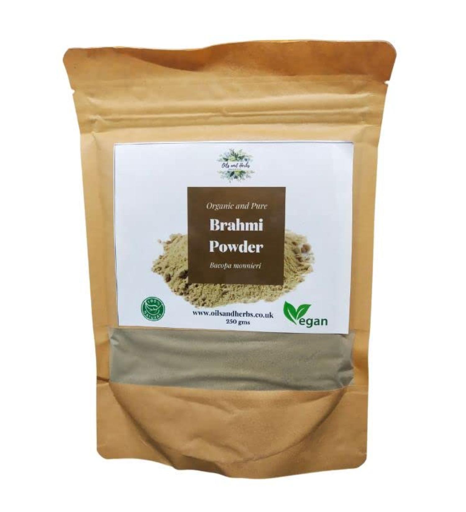 Organic Brahmi Powder - Bacopa Monnieri - Pure & Natural (100g) - Buy Online on GoSupps.com