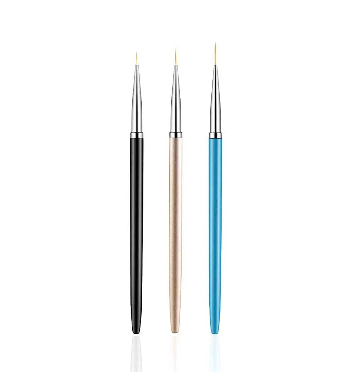 3Pcs Fine Liner Nail Art Brushes Set for DIY Nail Painting - 7/9/11mm - Buy Online on GoSupps.com